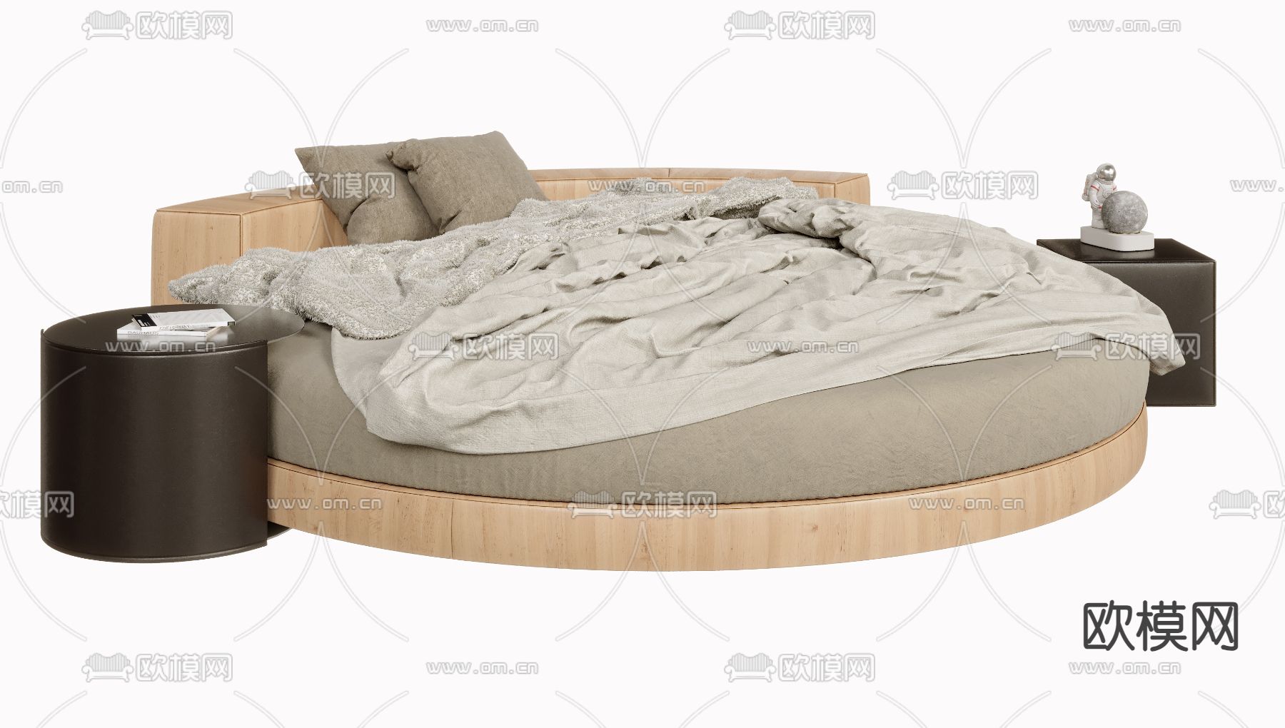 圆床 双人床3d模型下载