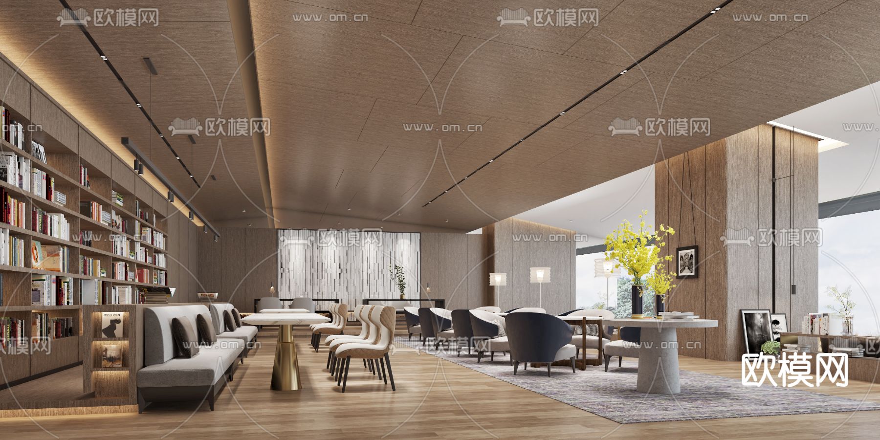图书馆 书吧 阅览室3d模型下载（渲染图2）