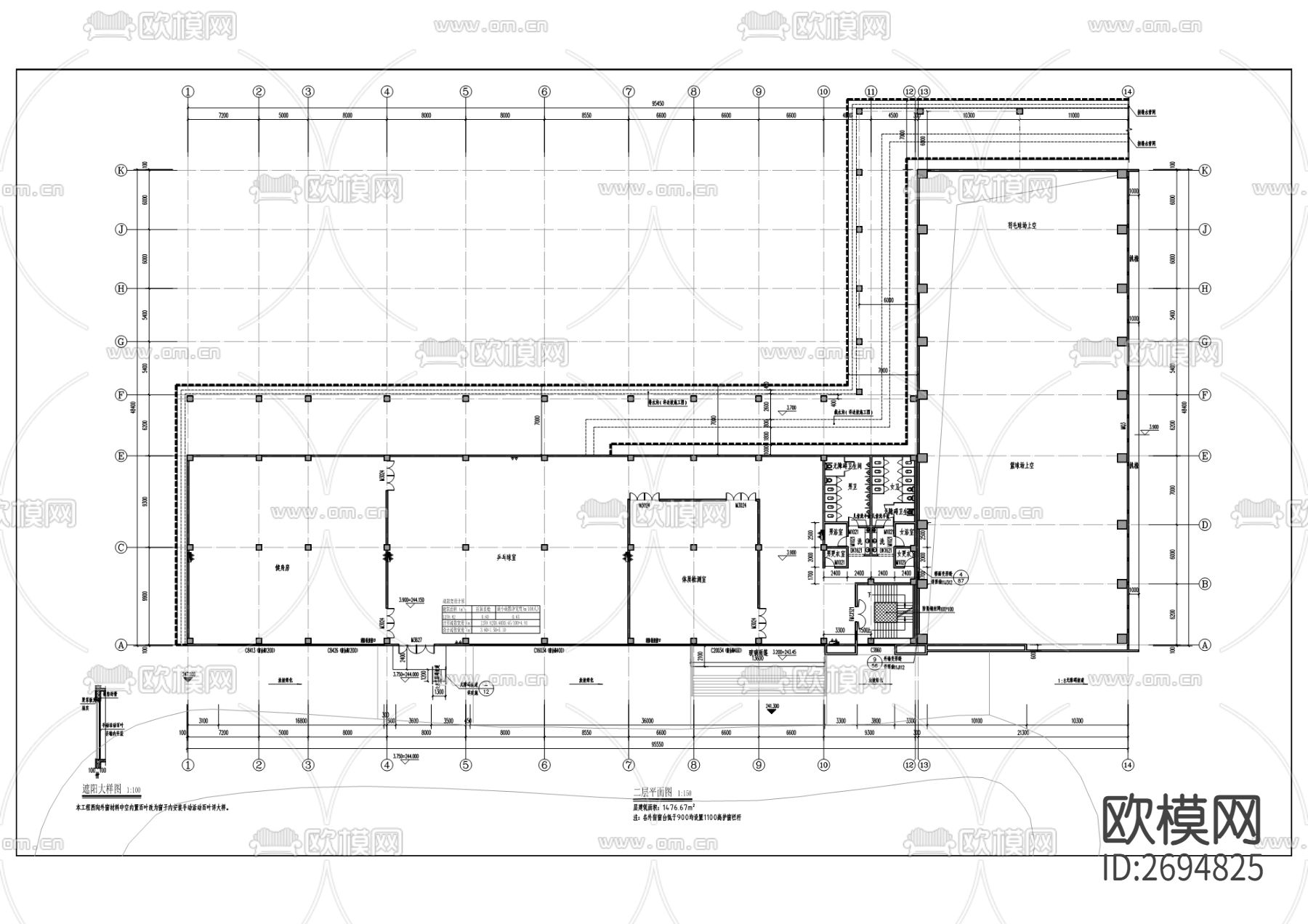 社区健身中心cad施工图下载（渲染图4）