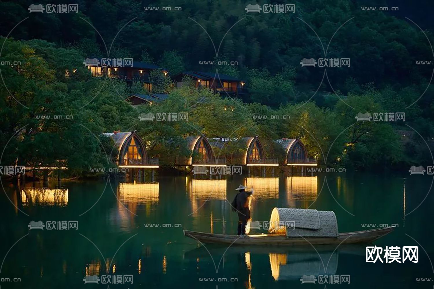 自然风民宿外观su模型下载（渲染图1）