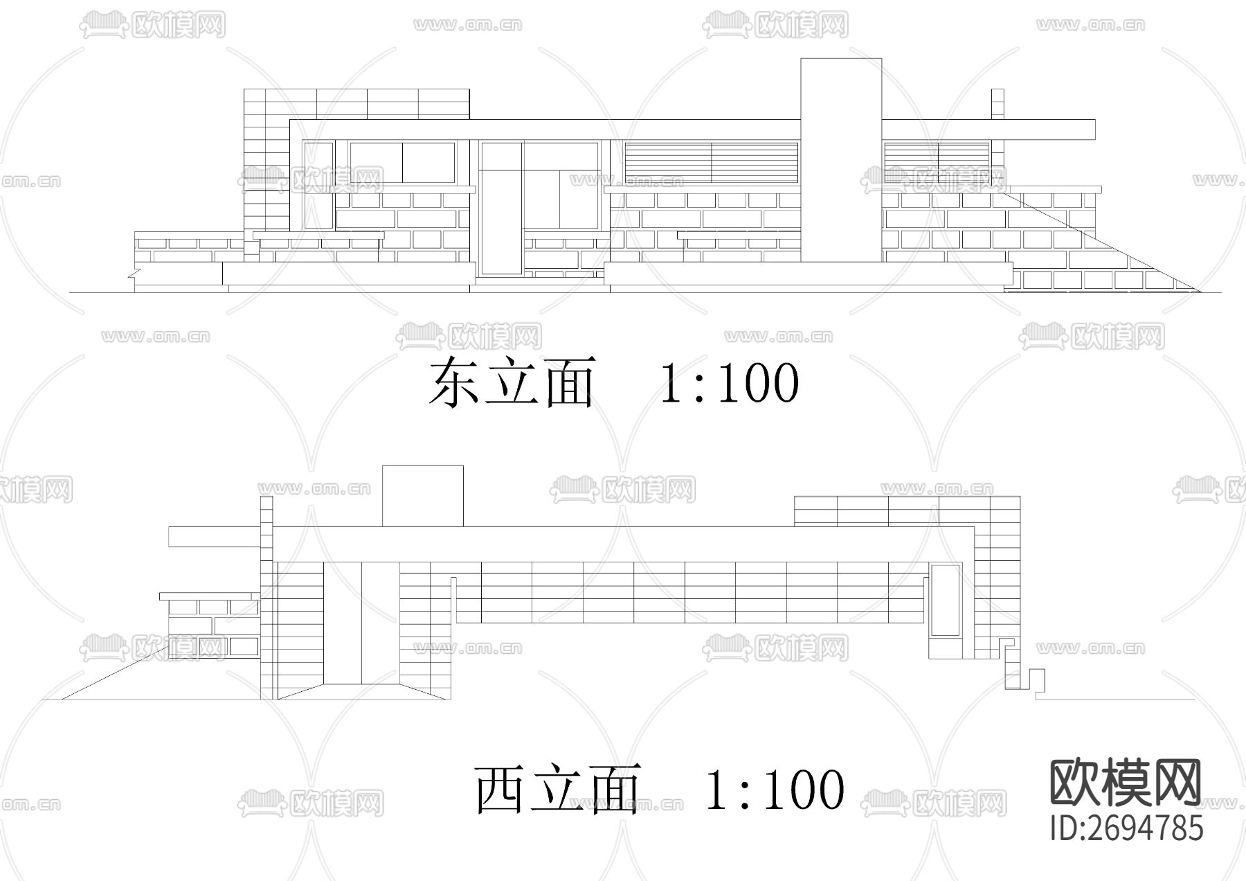 小区入口特色景观值班建筑cad施工图下载（渲染图3）