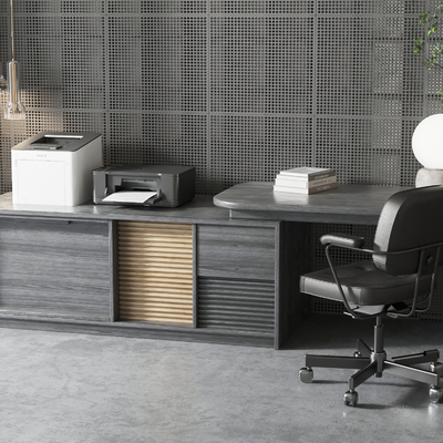  现代班台桌su模型 