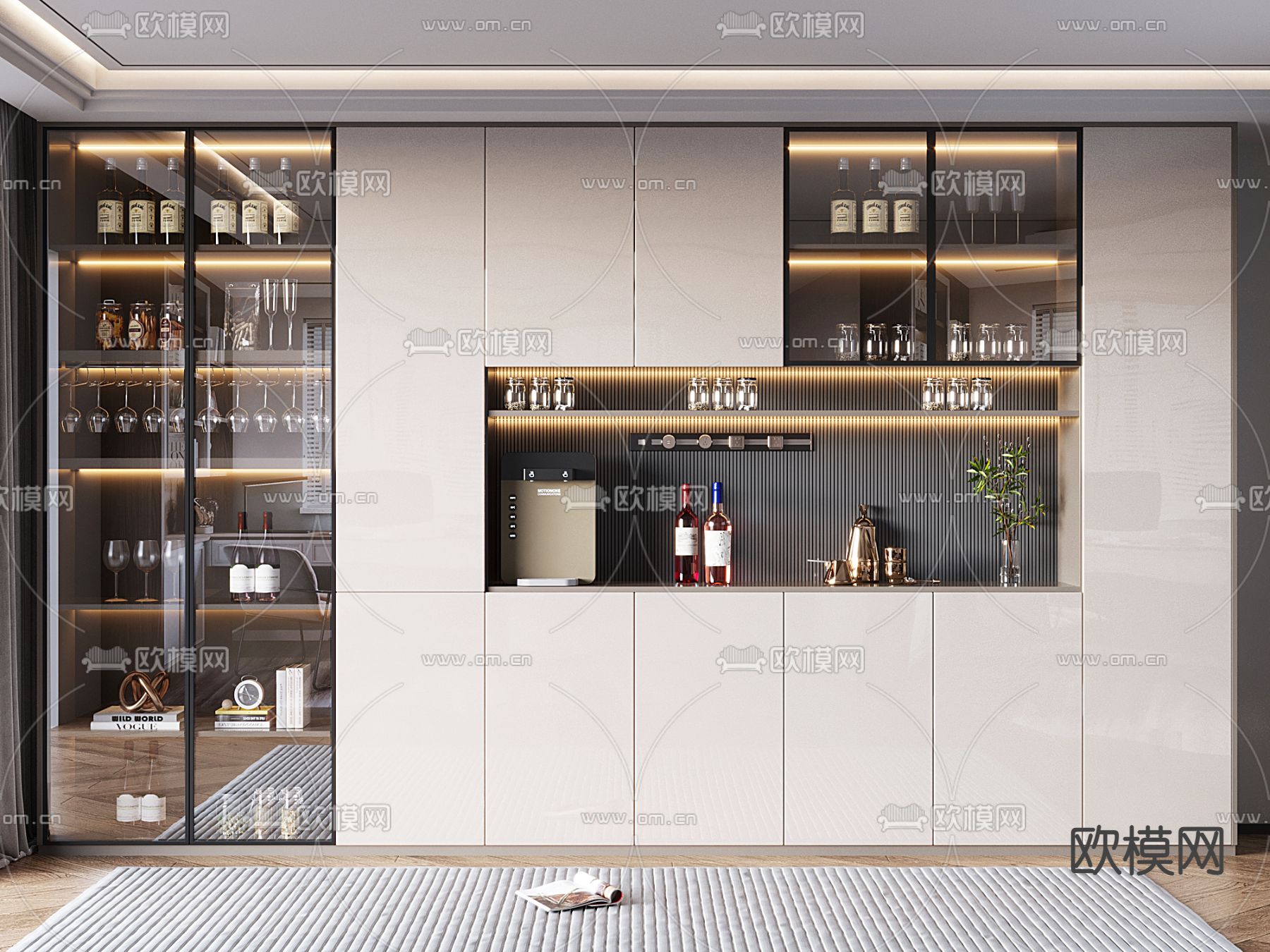 轻奢酒柜3d模型下载