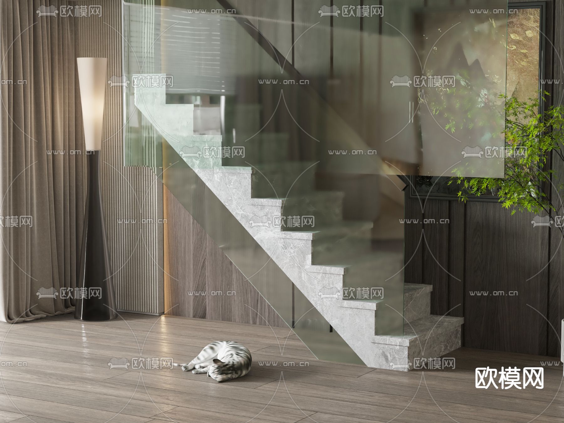 直跑楼梯3d模型下载