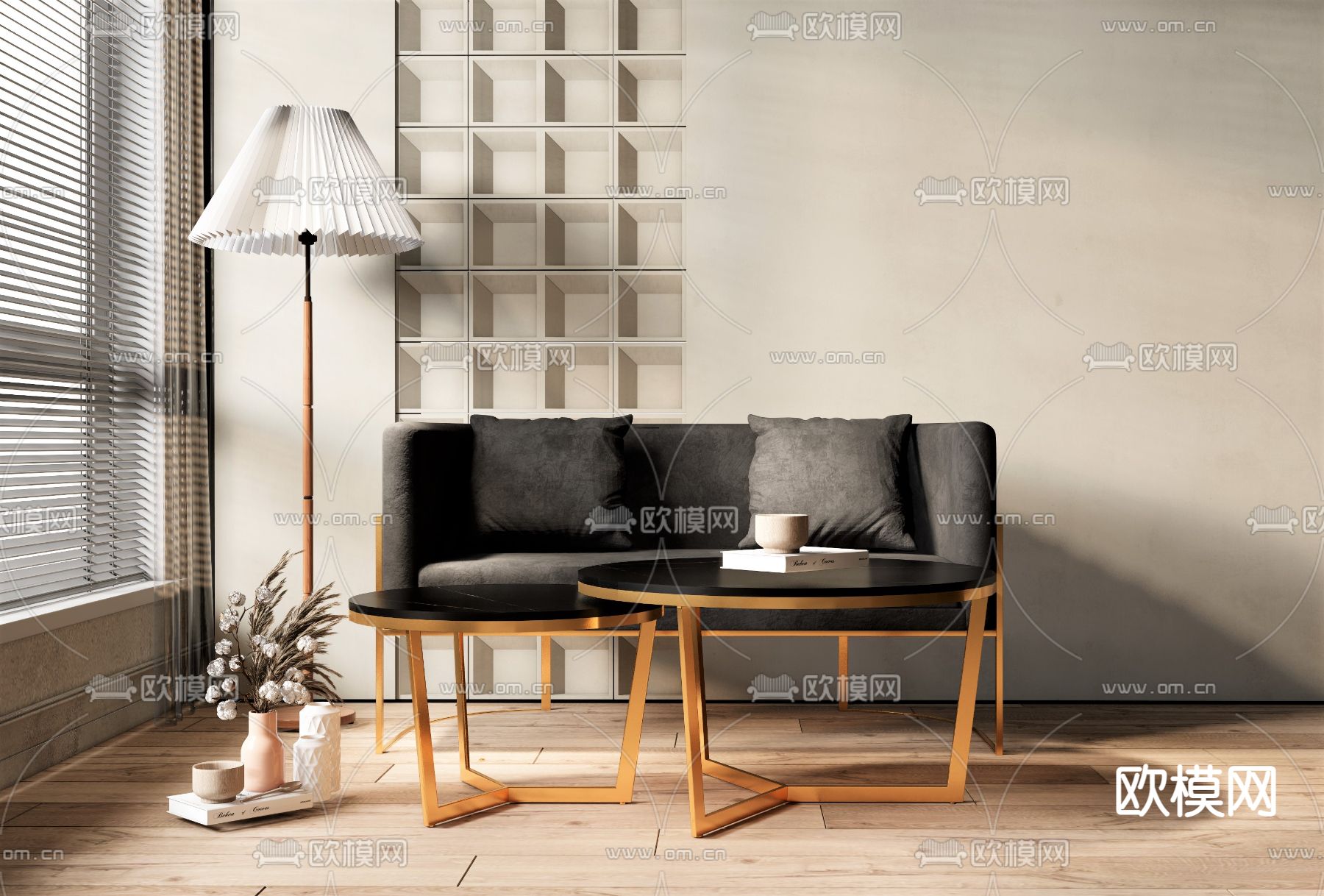 茶几休闲沙发su模型下载（渲染图1）