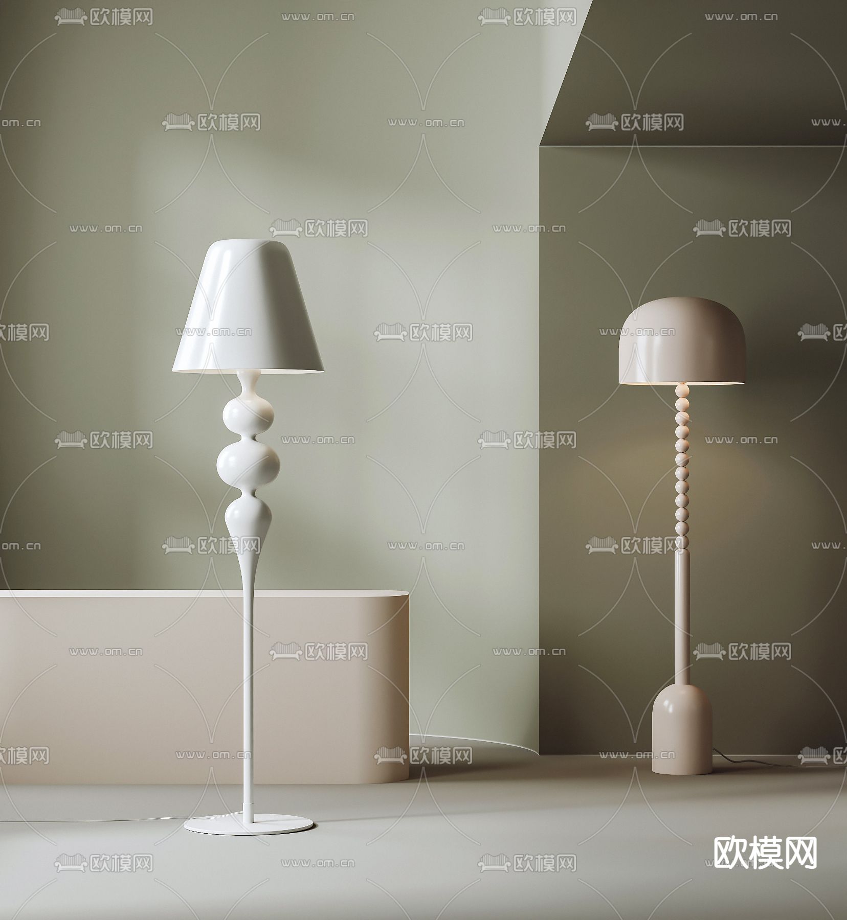 奶油风落地灯3d模型下载