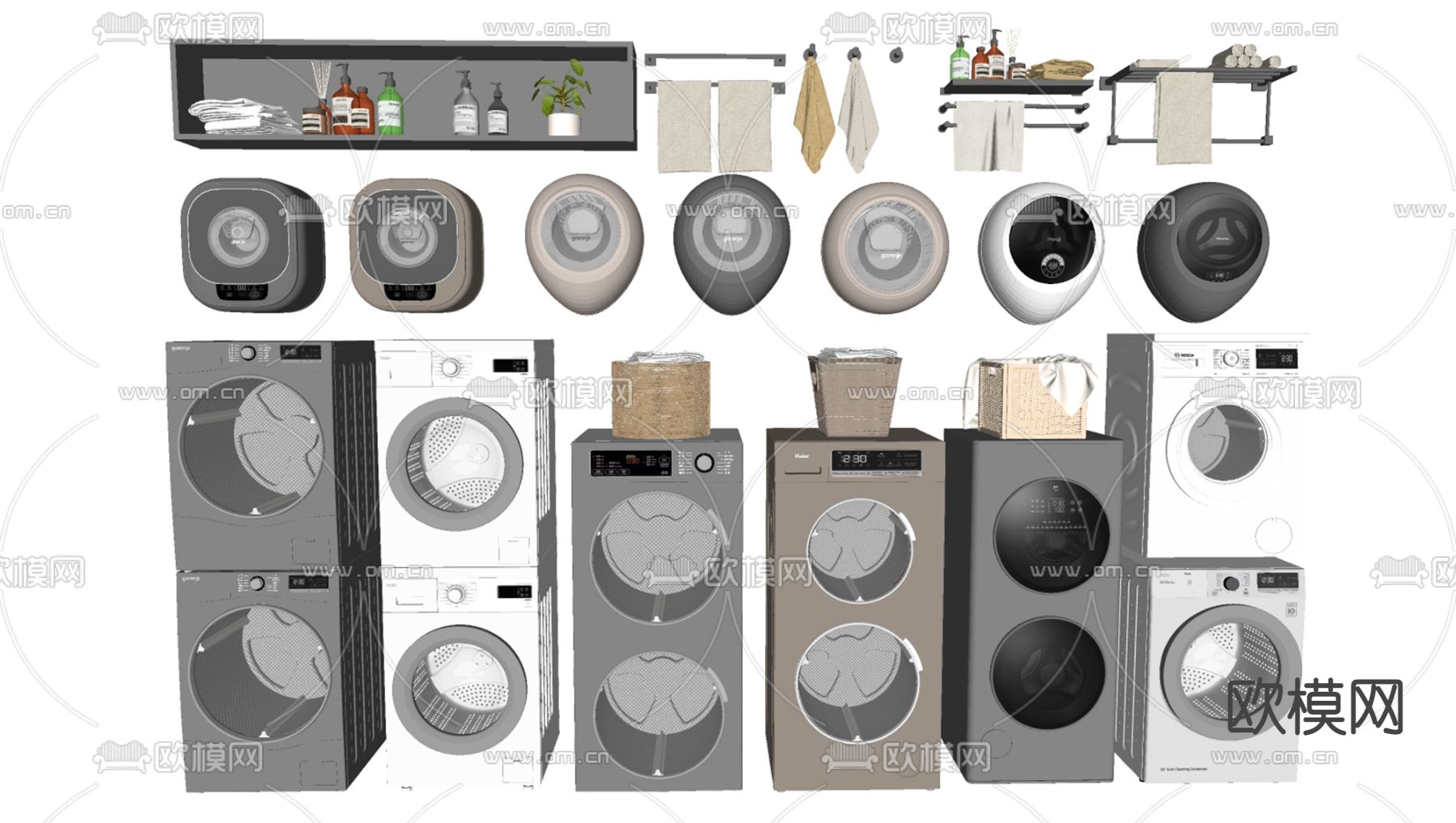 滚筒洗衣机 壁挂洗衣机su模型下载（渲染图2）