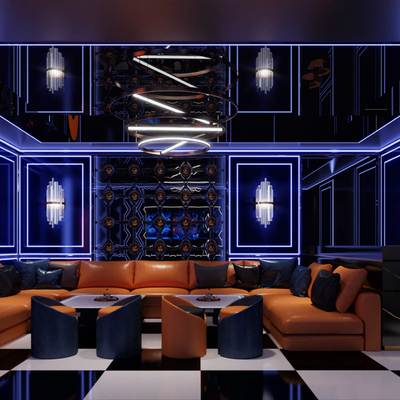  现代KTV包厢su模型 