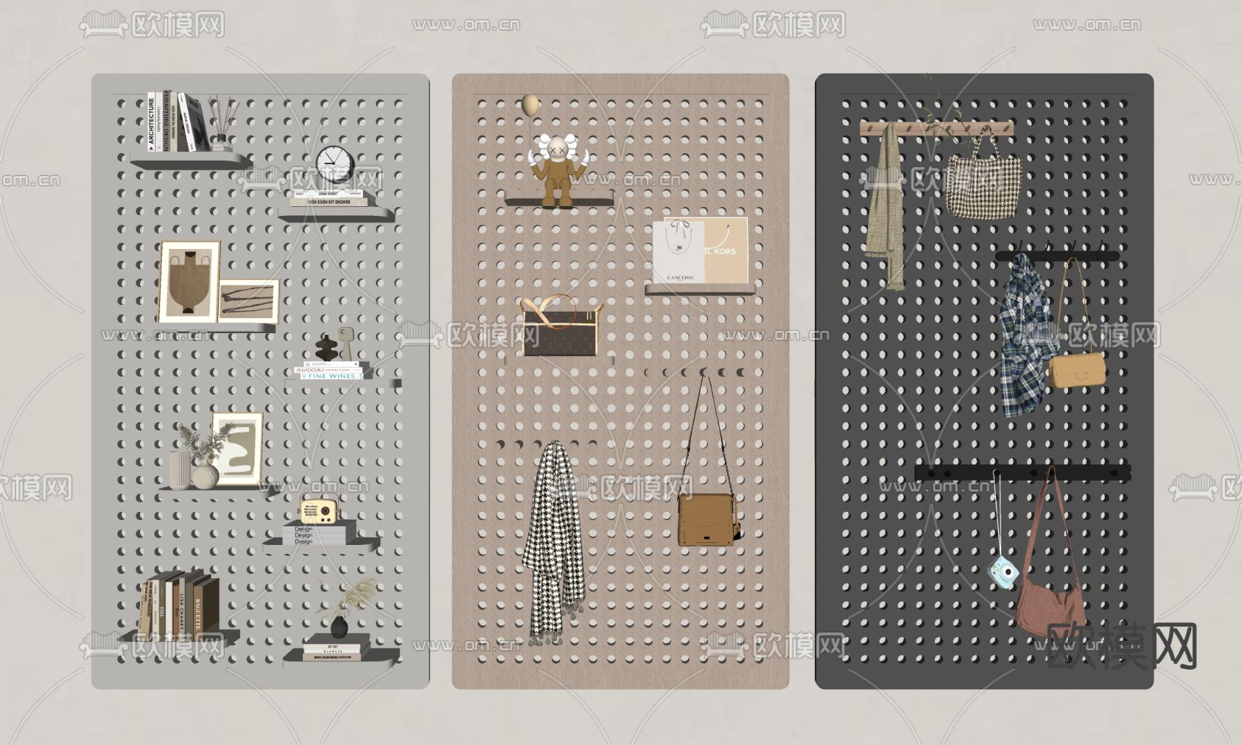 现代洞洞板壁架su模型下载（渲染图2）