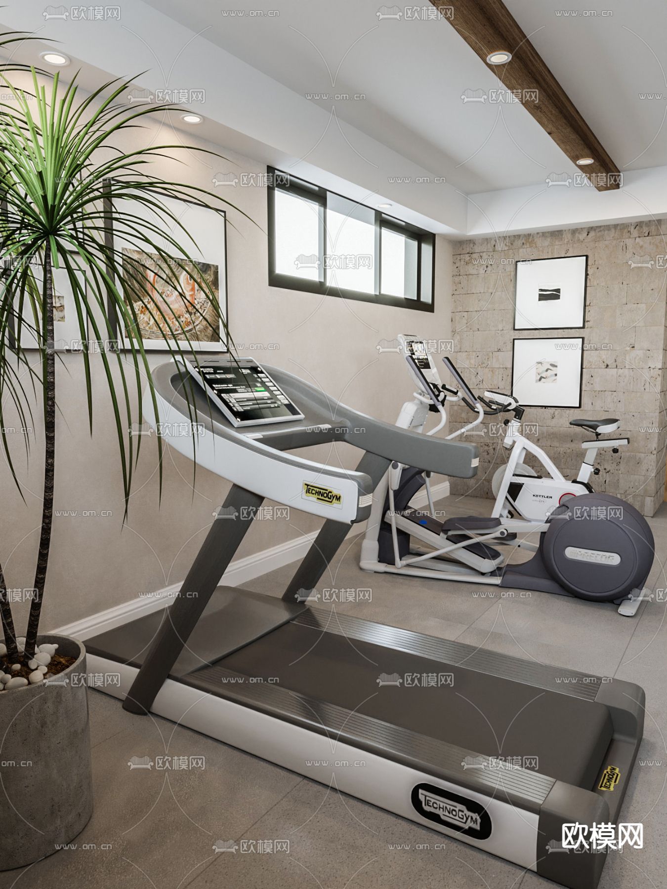 地下室健身房su模型下载（渲染图2）