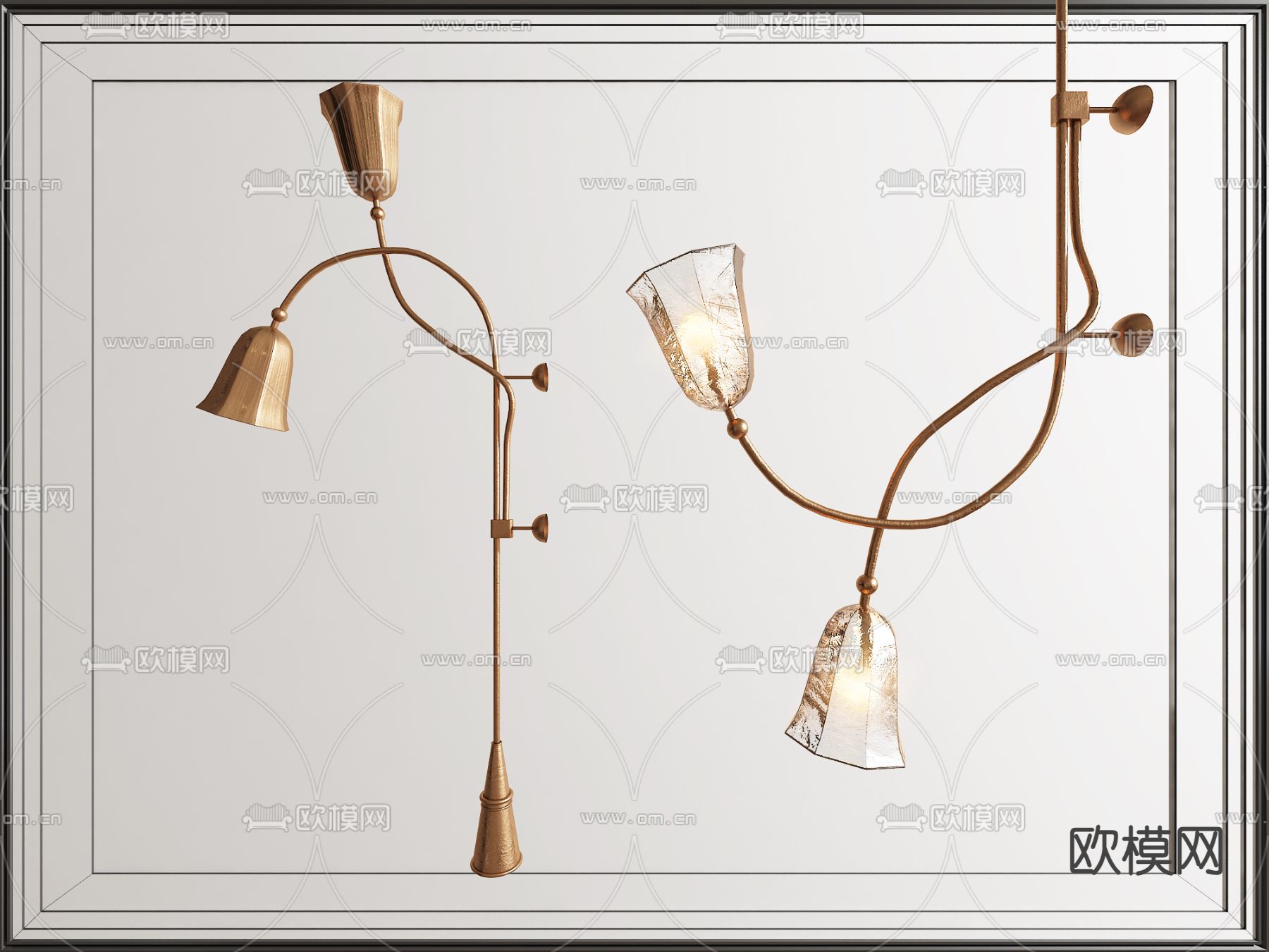 美式落地灯3d模型下载