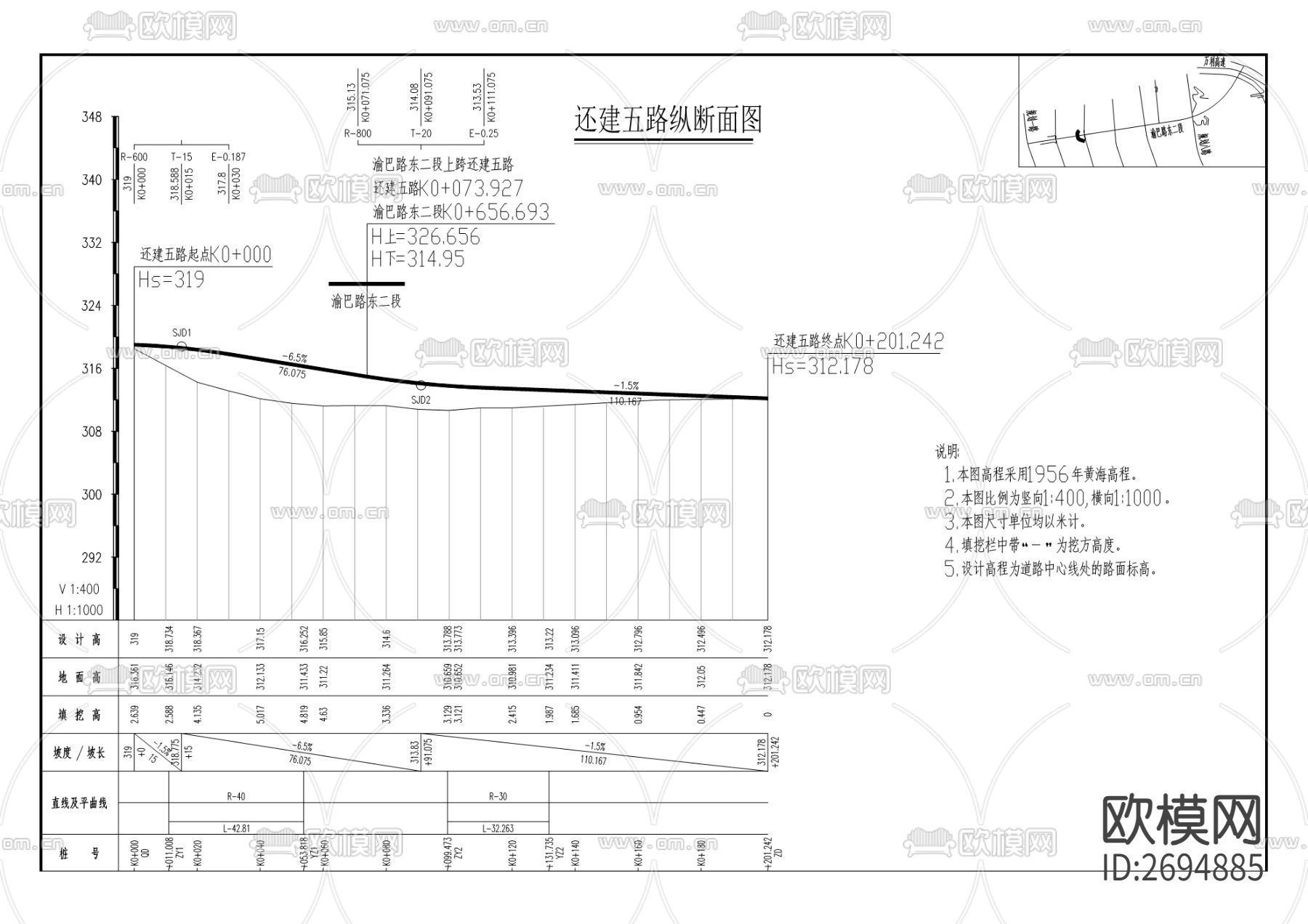 塘坊新城区渝巴路东二段工程cad施工图下载（渲染图3）