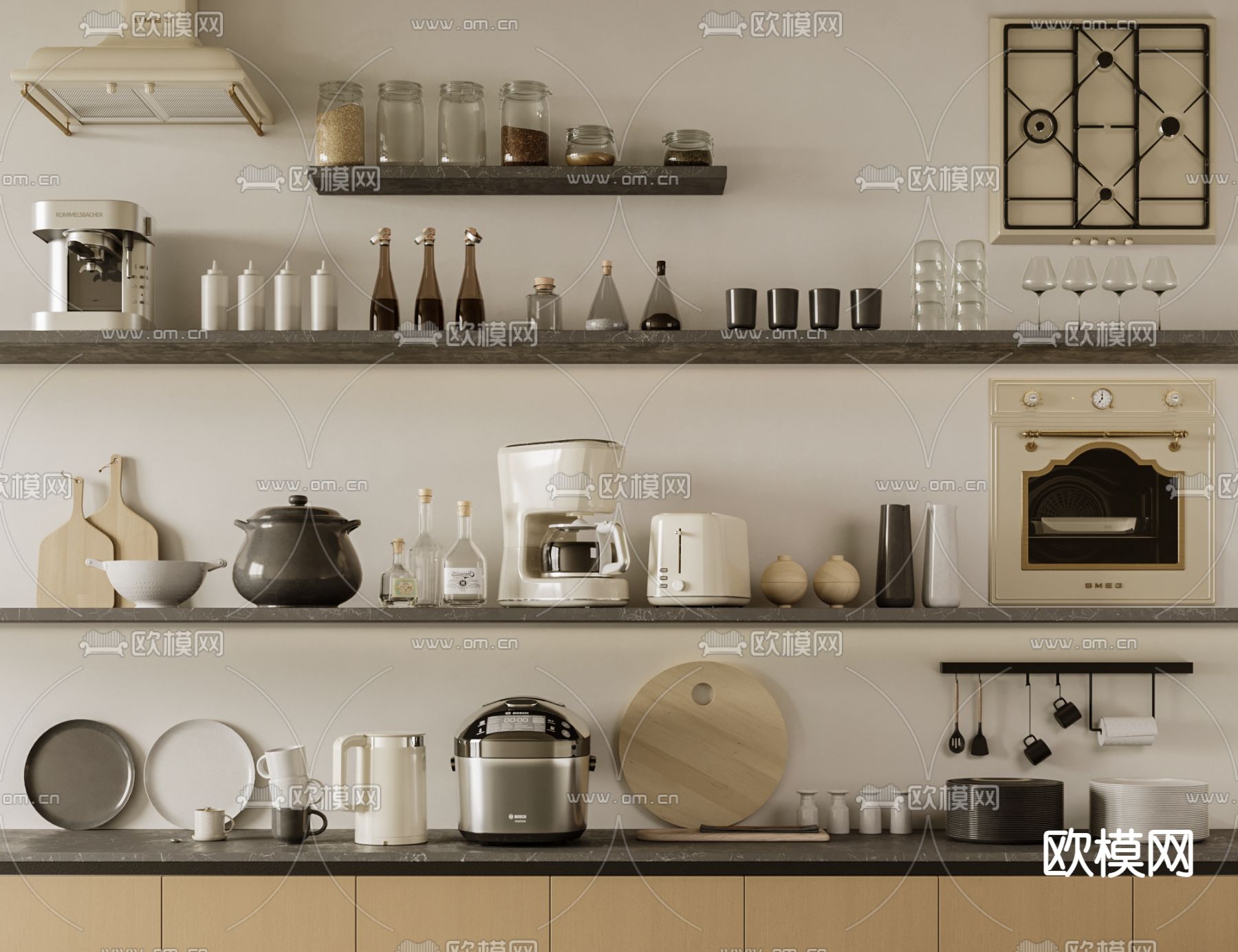 调料瓶 咖啡机 烤箱 厨房用品3d模型下载