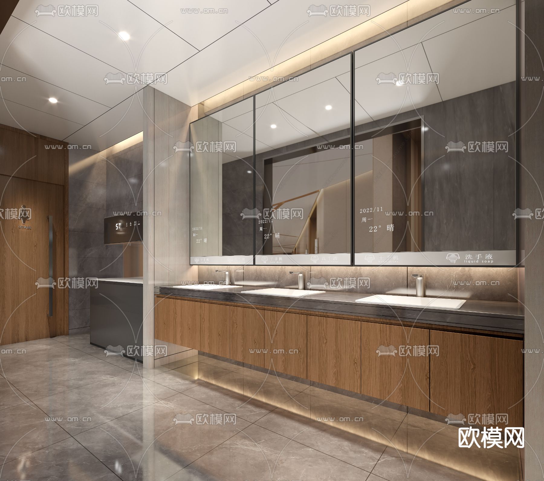 公共卫生间 公厕3d模型下载（渲染图2）