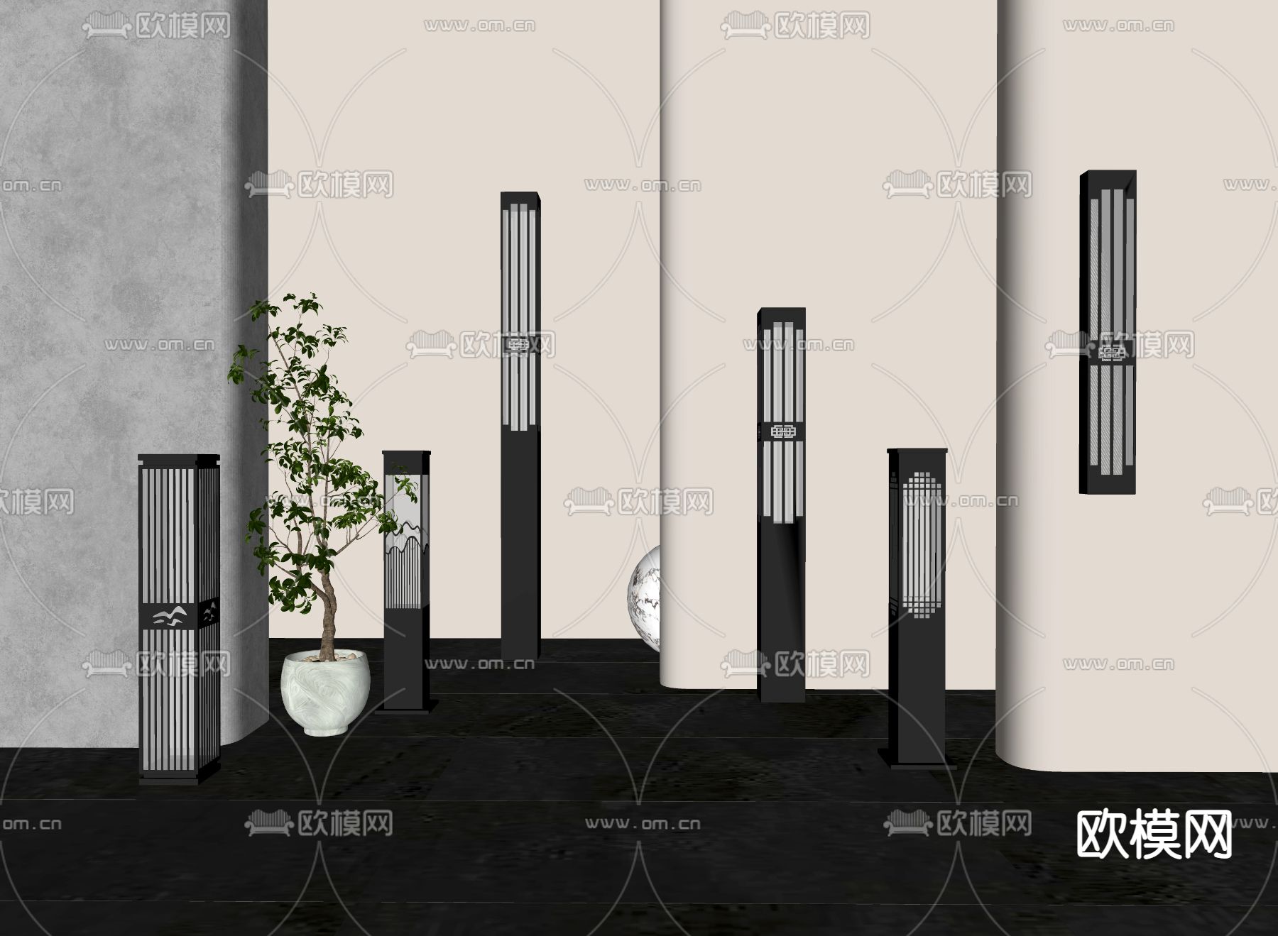 景观灯 户外灯 草坪灯 庭院灯su模型下载（渲染图2）