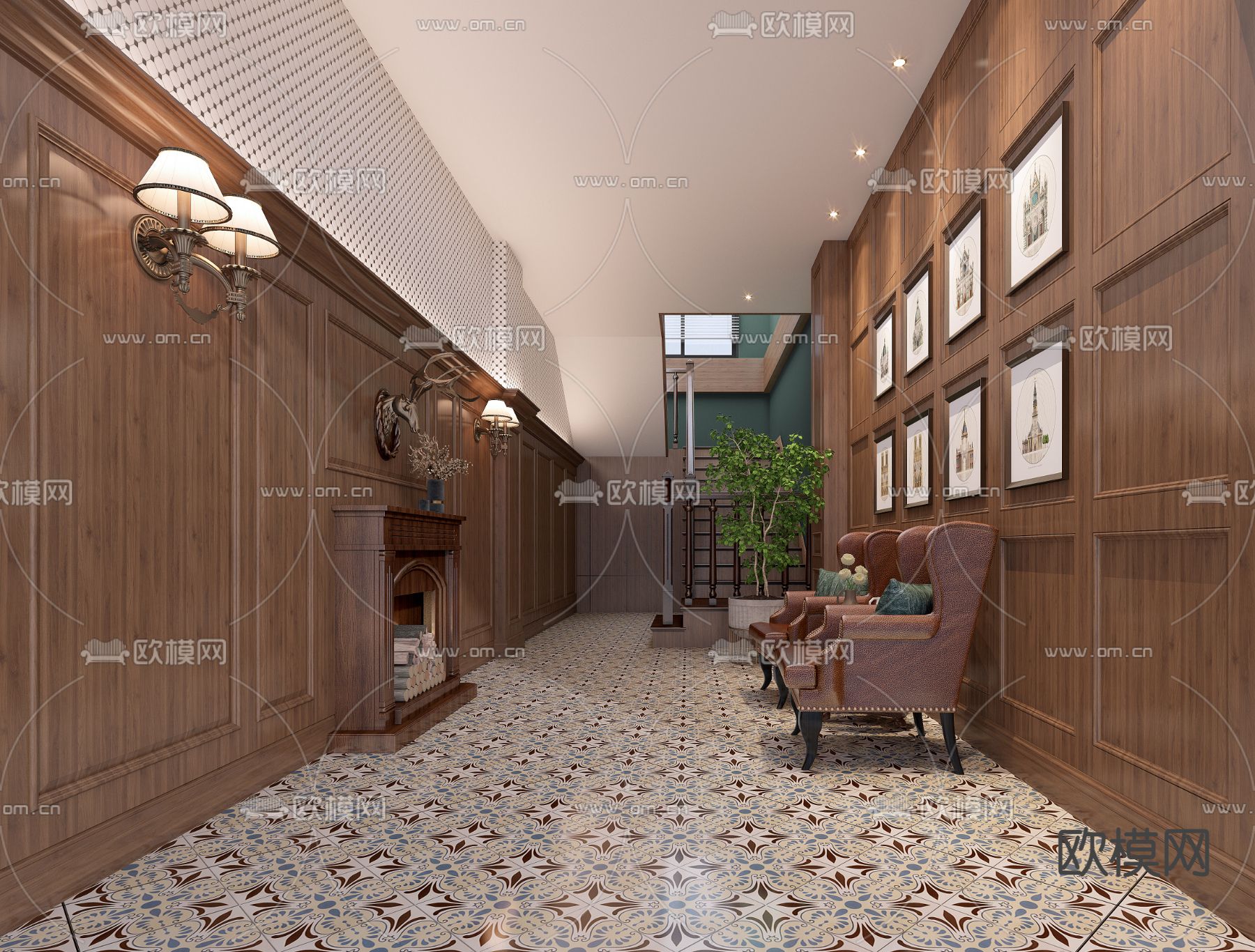 北欧玄关 过道 3d模型下载