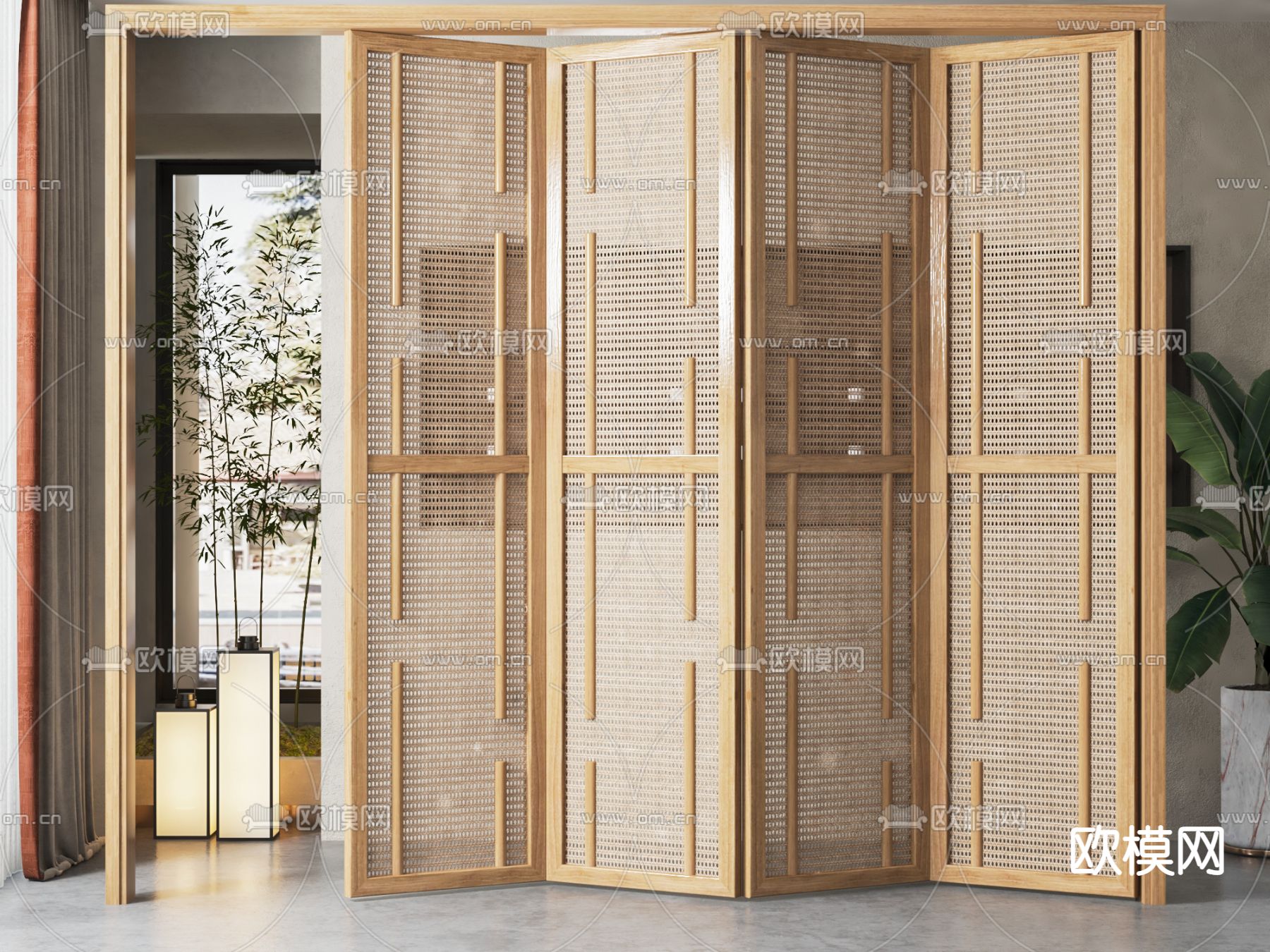 折叠屏风 隔断3d模型下载