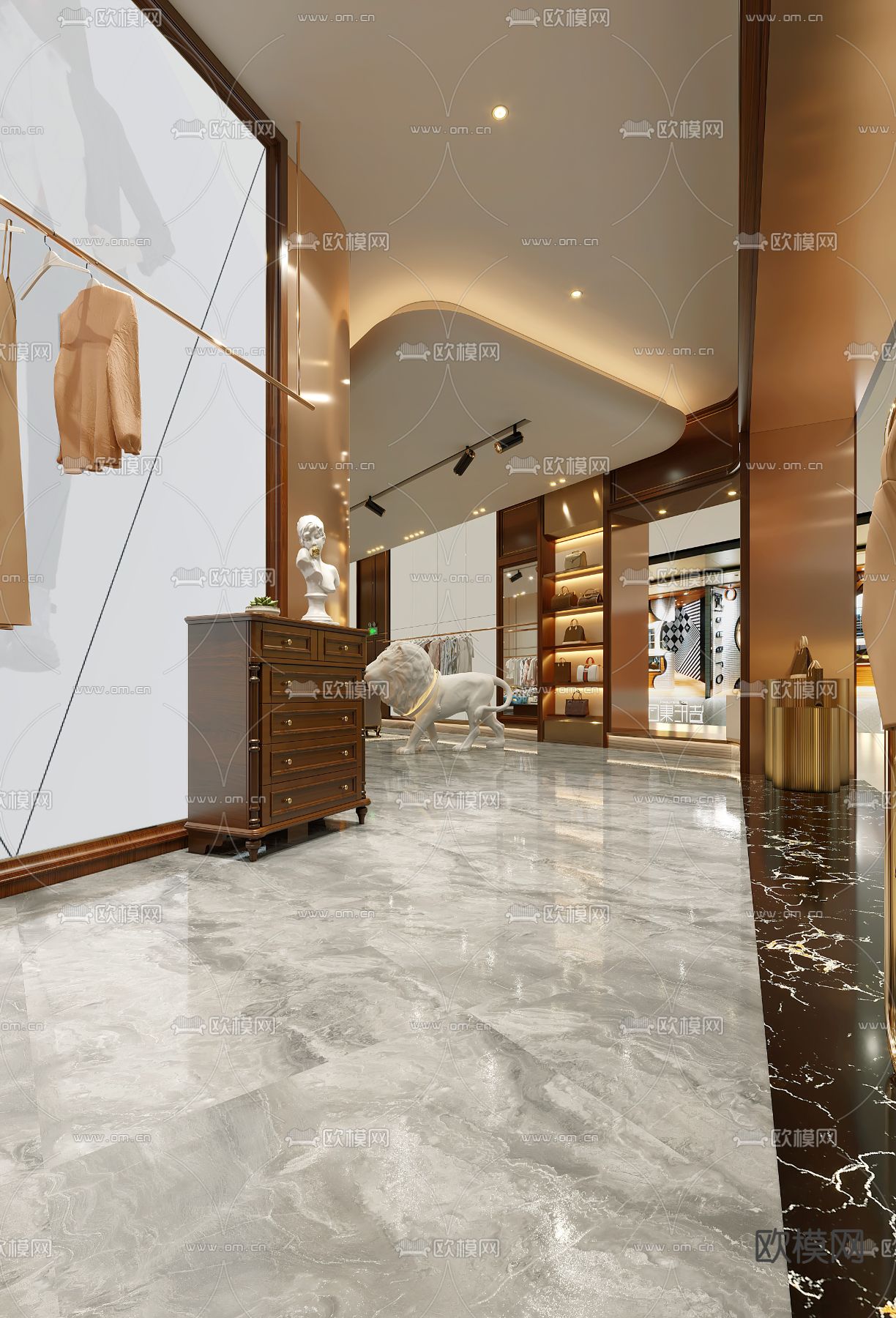 轻奢风服装店 女装店3d模型下载（渲染图4）