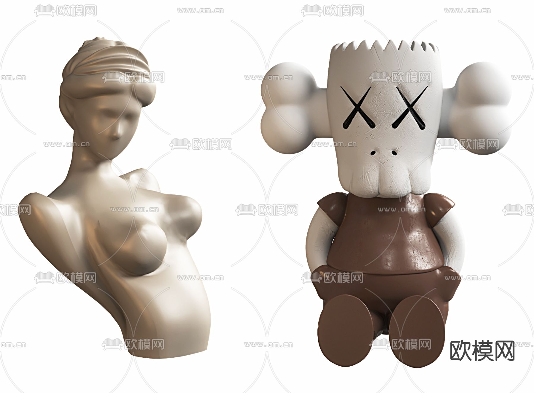 Kaws公仔 玩偶 人体雕塑3d模型下载