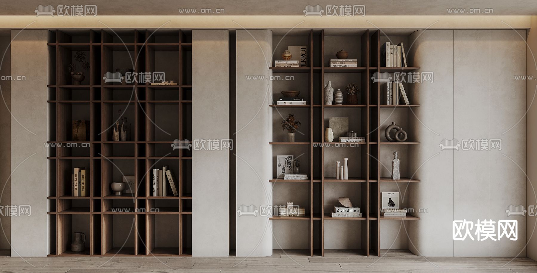 侘寂置物柜 陈列柜 书柜3d模型下载