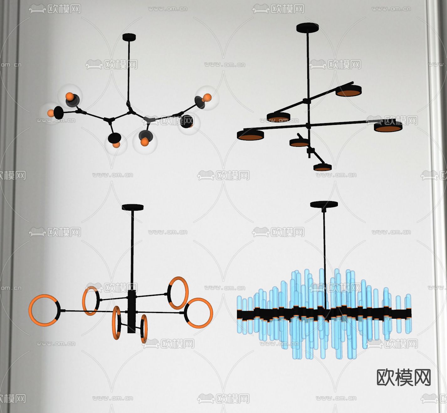 轻奢吊灯su模型下载（渲染图2）