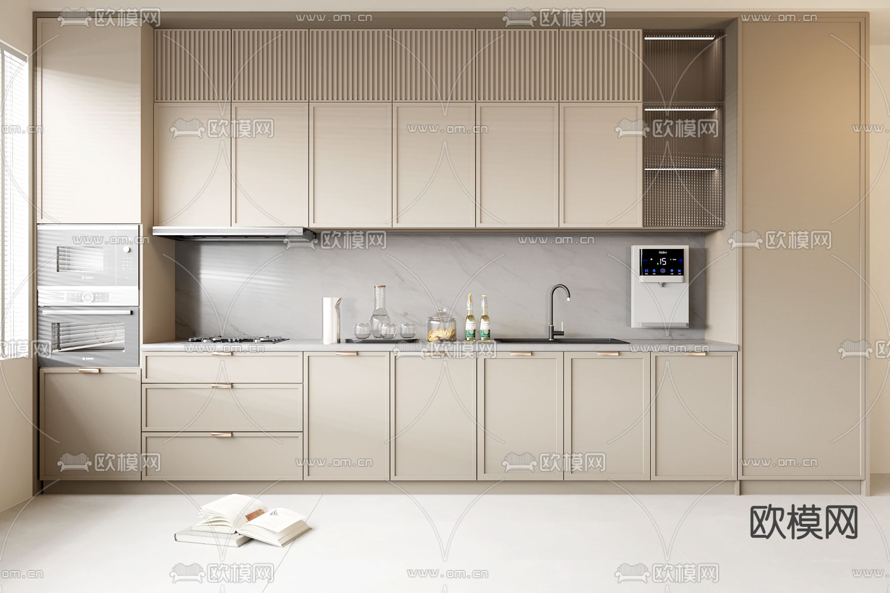 侘寂风橱柜su模型下载（渲染图1）