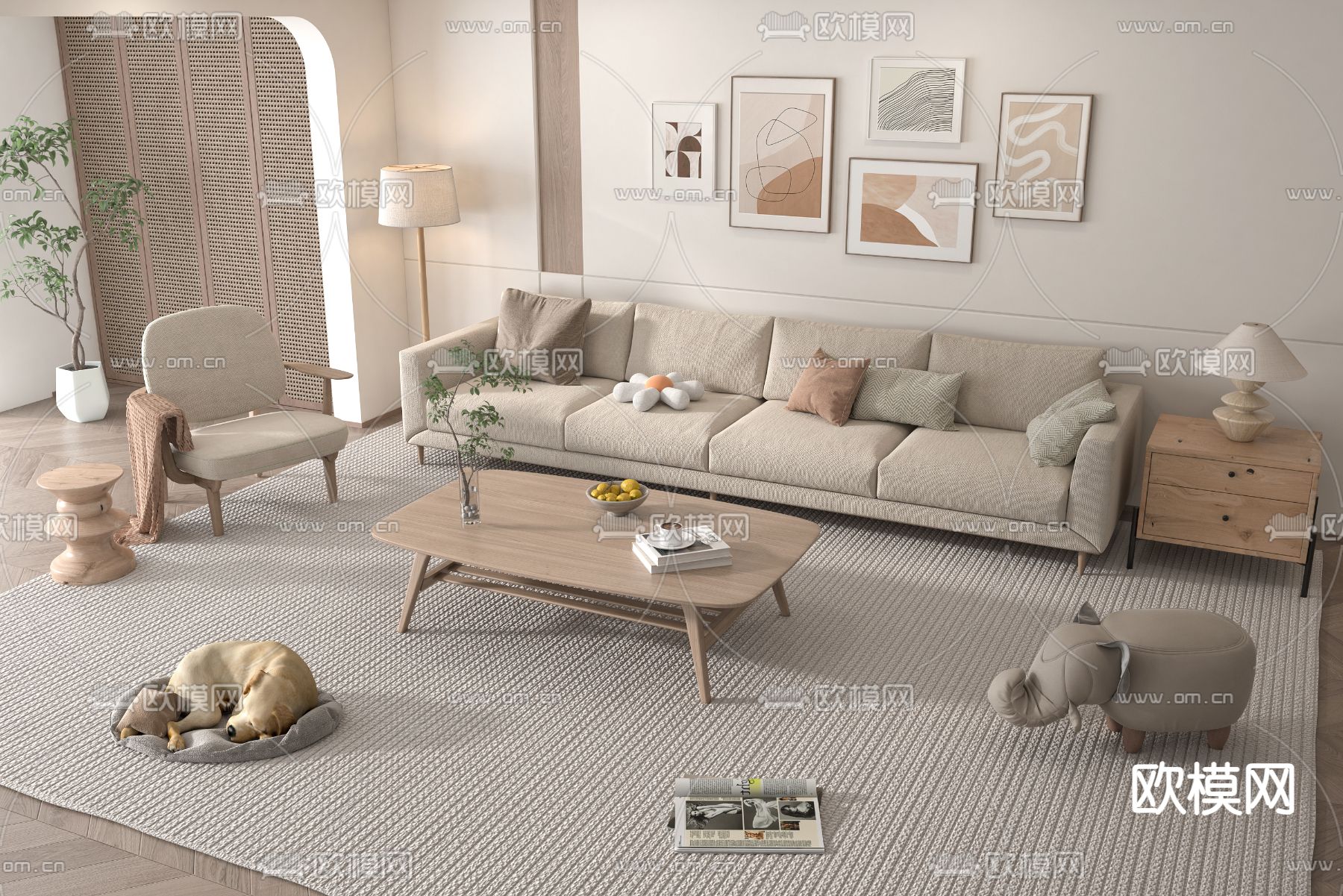北欧组合沙发3d模型下载