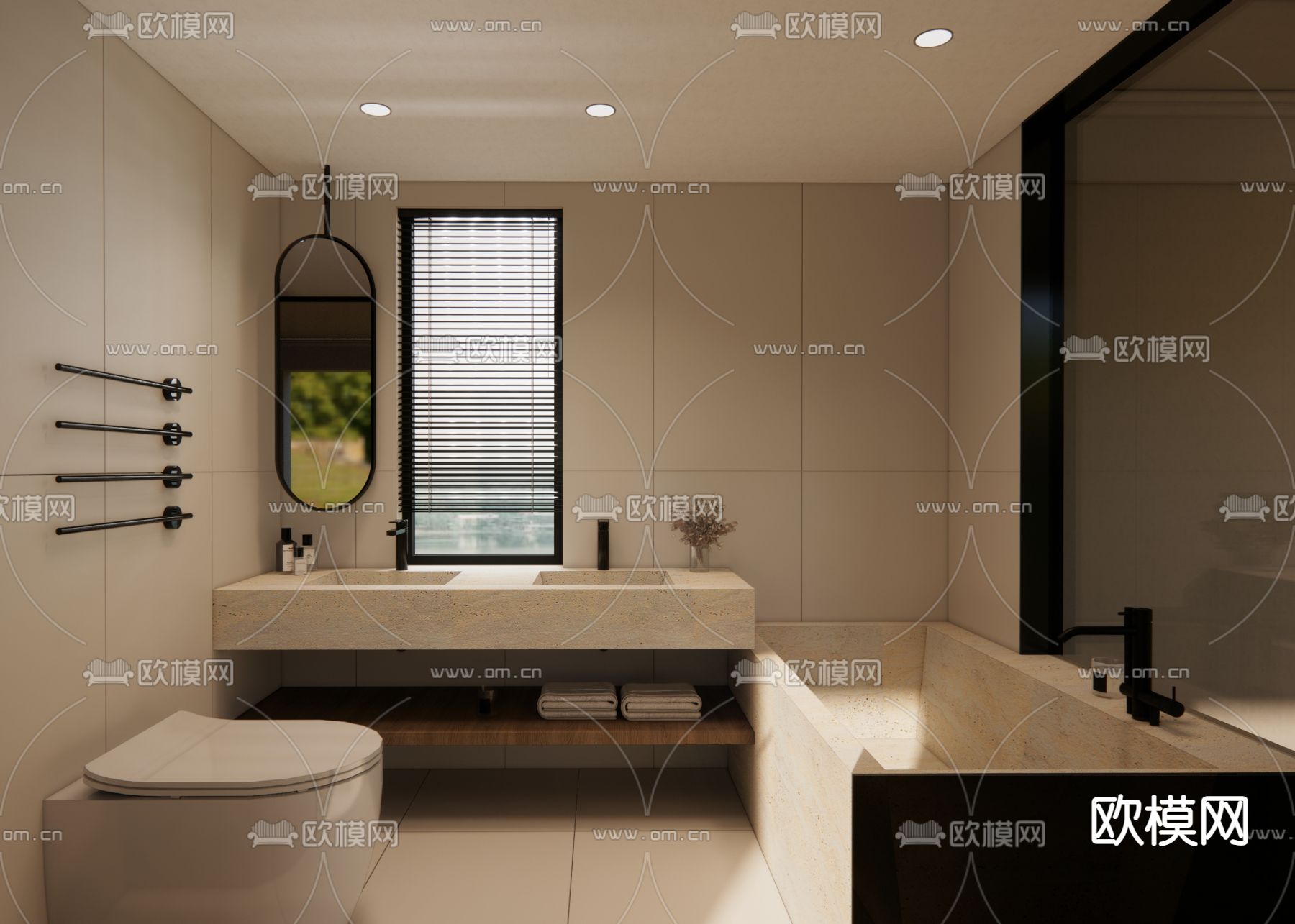 现代卫生间浴室su模型下载