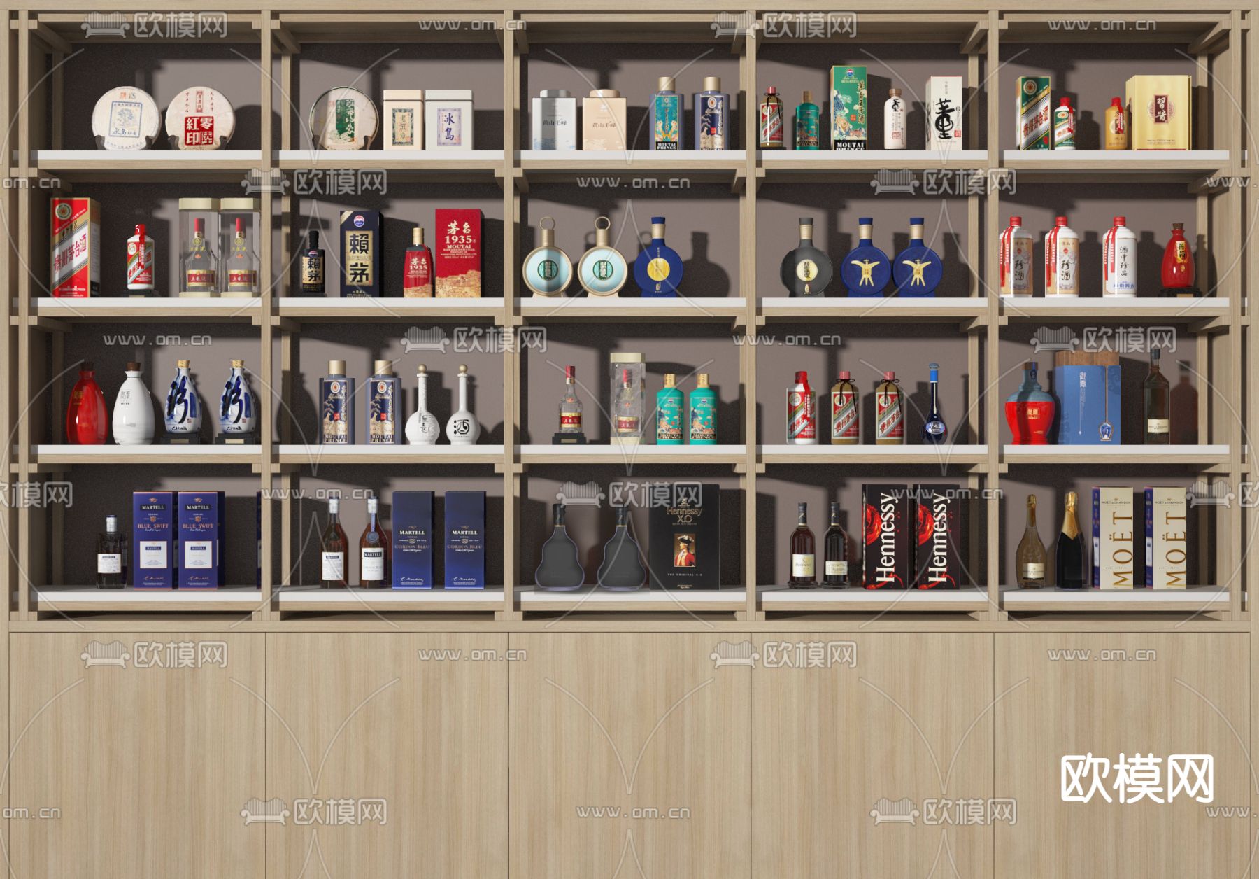 酒柜 酒水 酒瓶 洋酒su模型下载（渲染图1）
