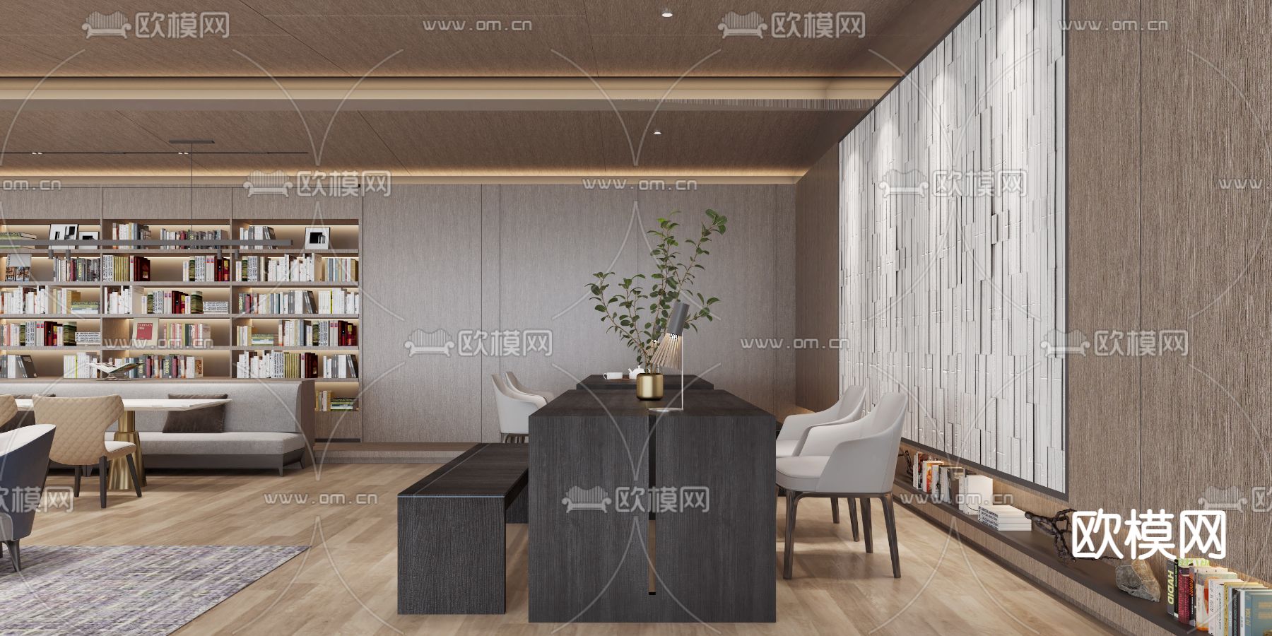 图书馆 书吧 阅览室3d模型下载（渲染图4）