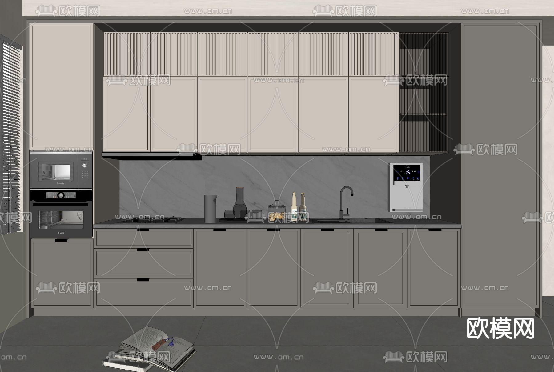 侘寂风橱柜su模型下载（渲染图2）