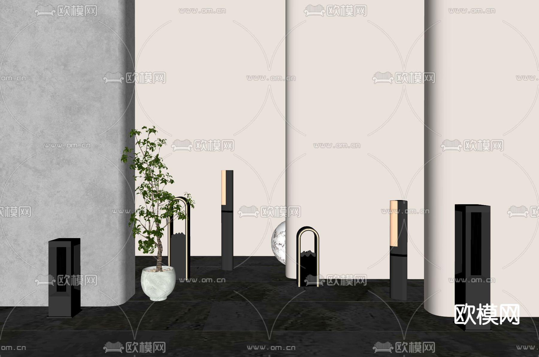 景观灯 户外灯 草坪灯 庭院灯su模型下载（渲染图2）