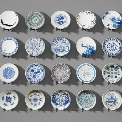  陶瓷 青花瓷摆件su模型 