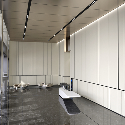  现代公司大堂 办公大厅su模型 