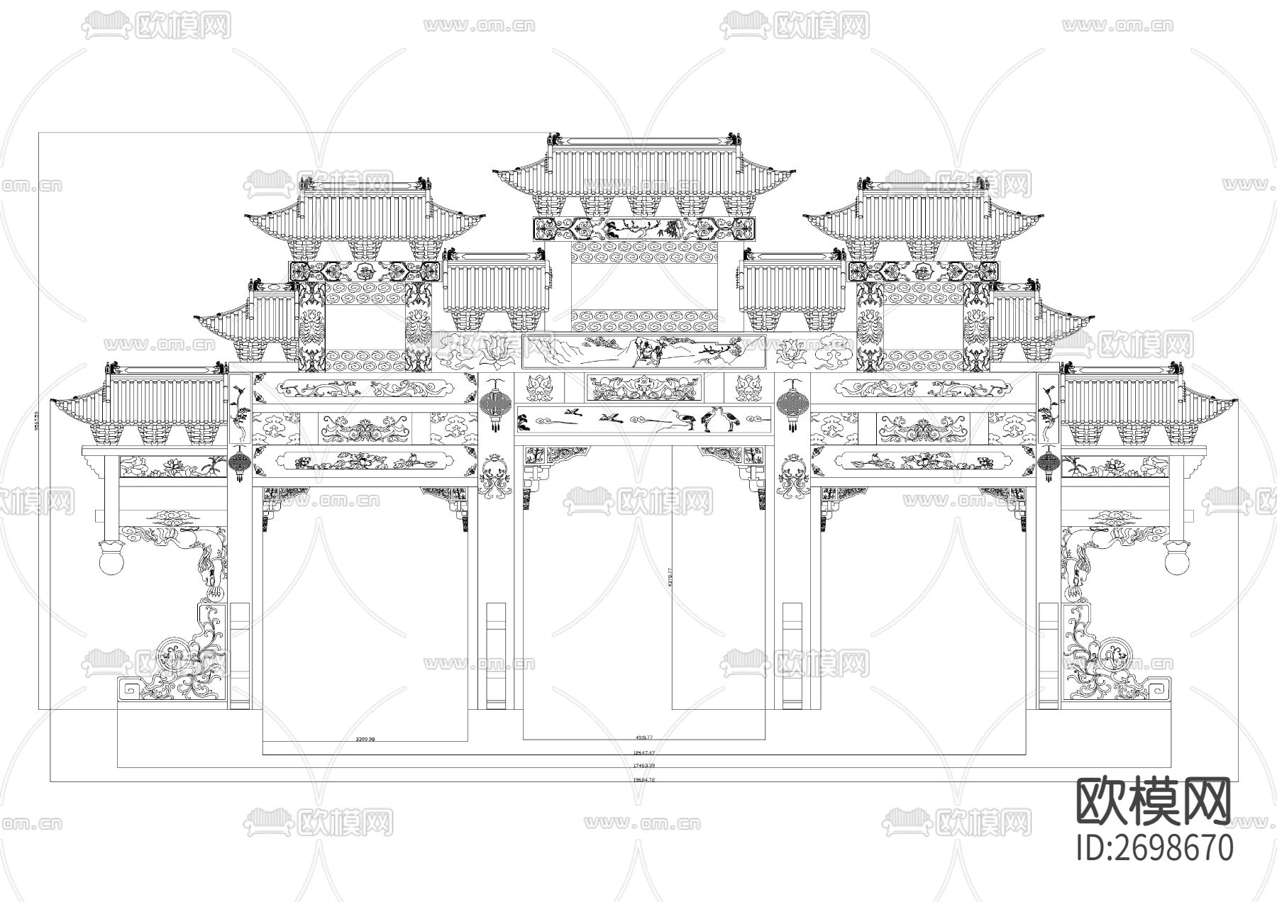 石牌坊精细节点大样下载（渲染图1）