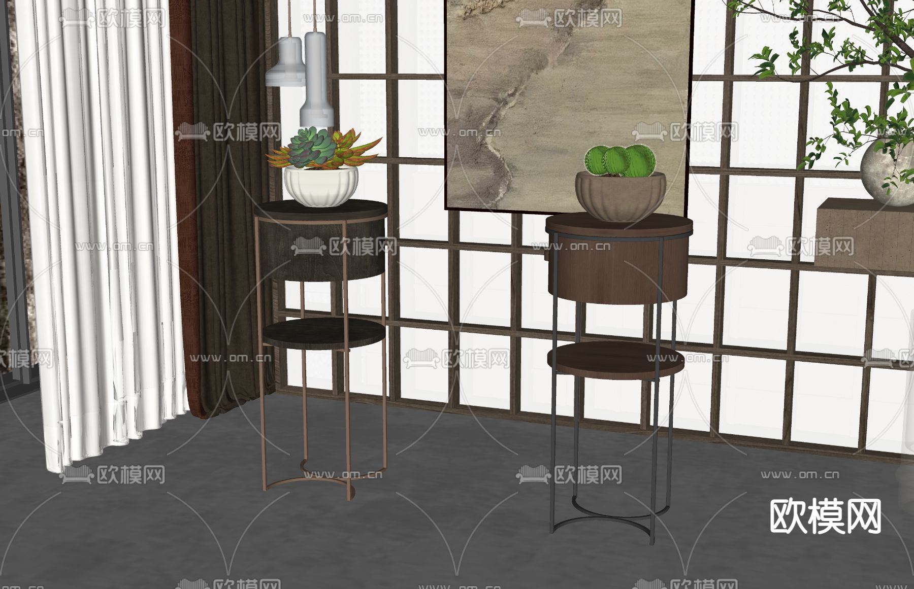 现代花架su模型下载（渲染图2）