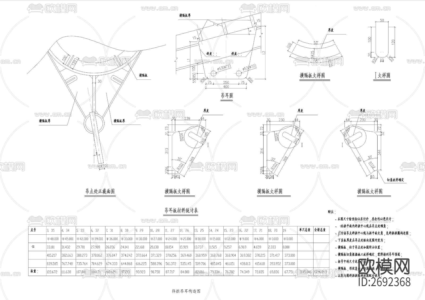斜拱吊耳构造CAD节点大样下载（渲染图1）
