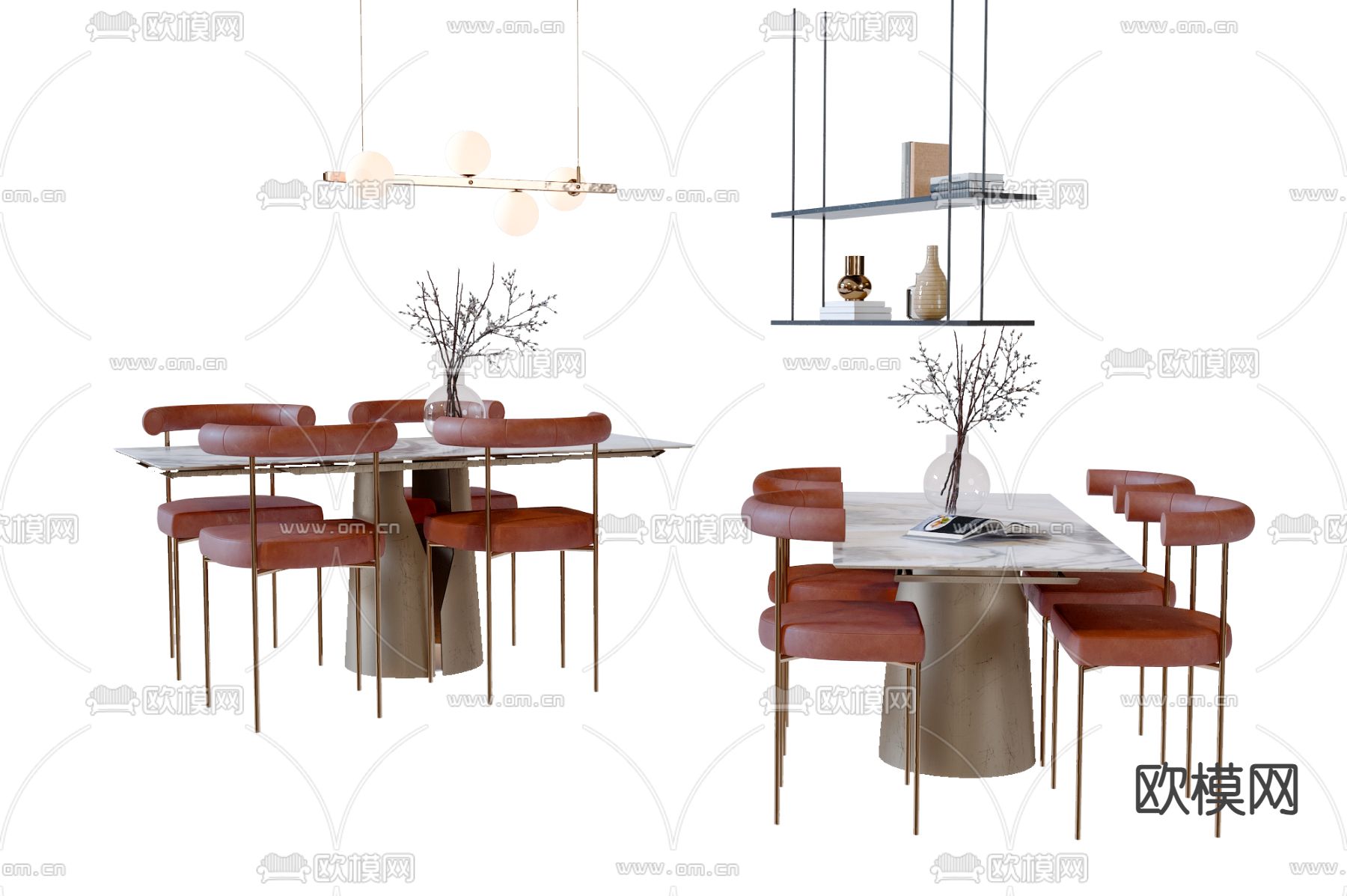 北欧餐桌椅3d模型下载