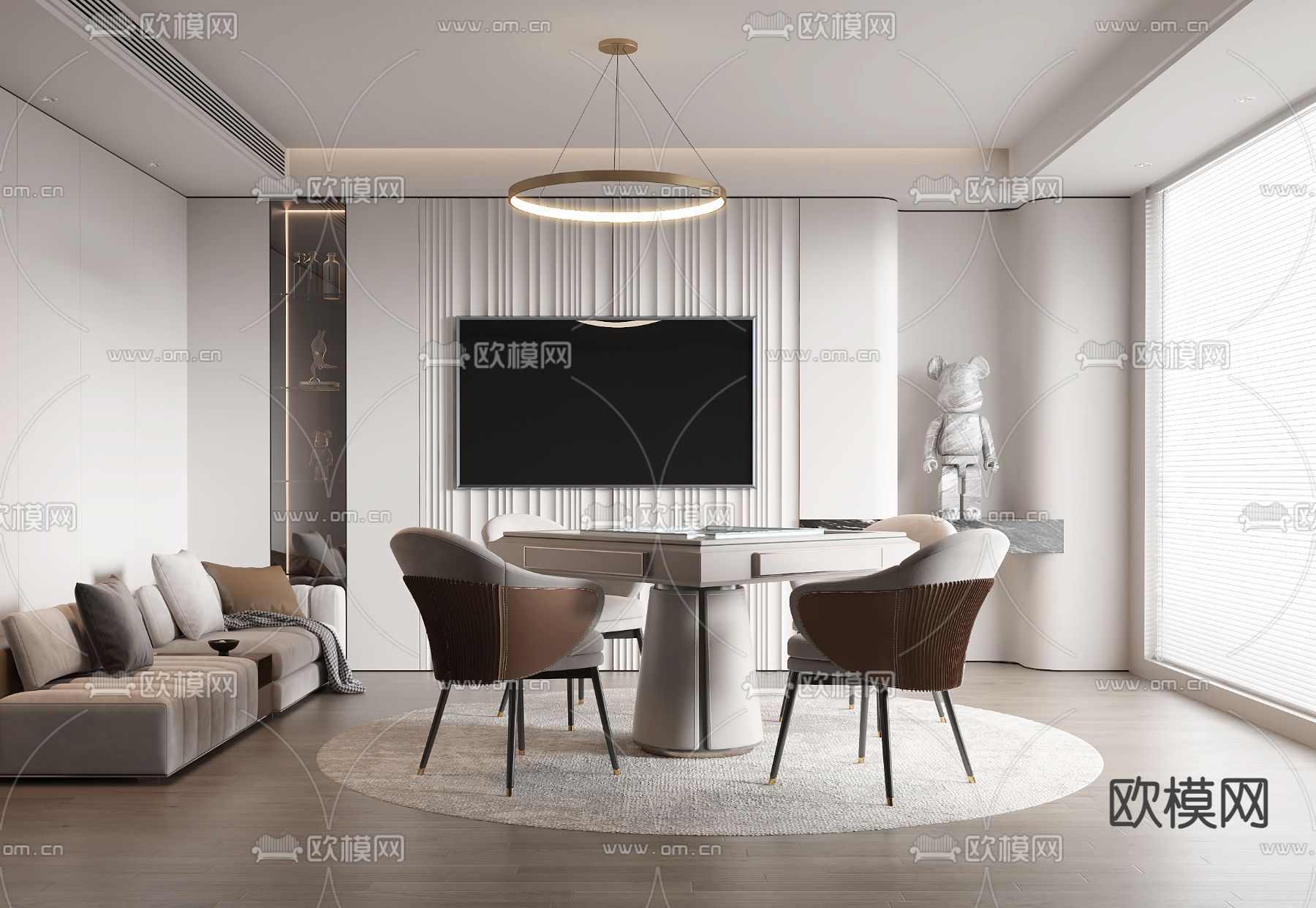 棋牌室 麻将室3d模型下载