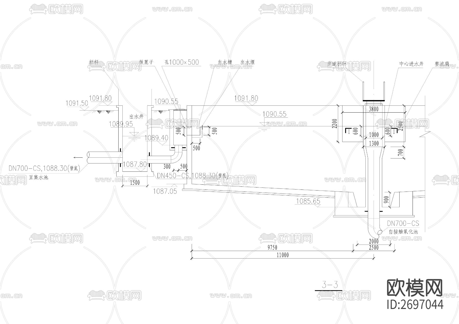 某污水处理工程二沉池cad施工图下载（渲染图5）