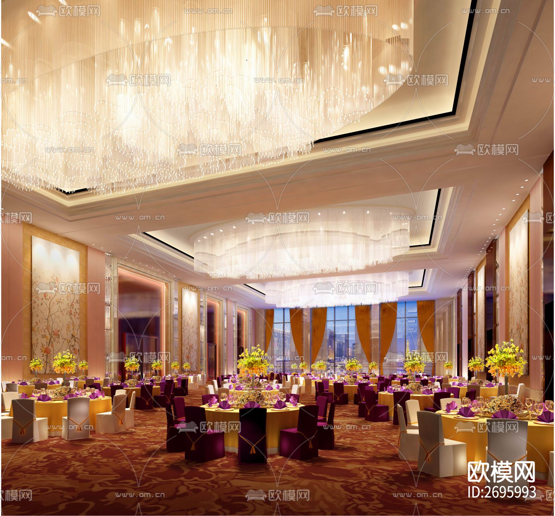 万达希尔顿客房cad施工图下载（渲染图4）