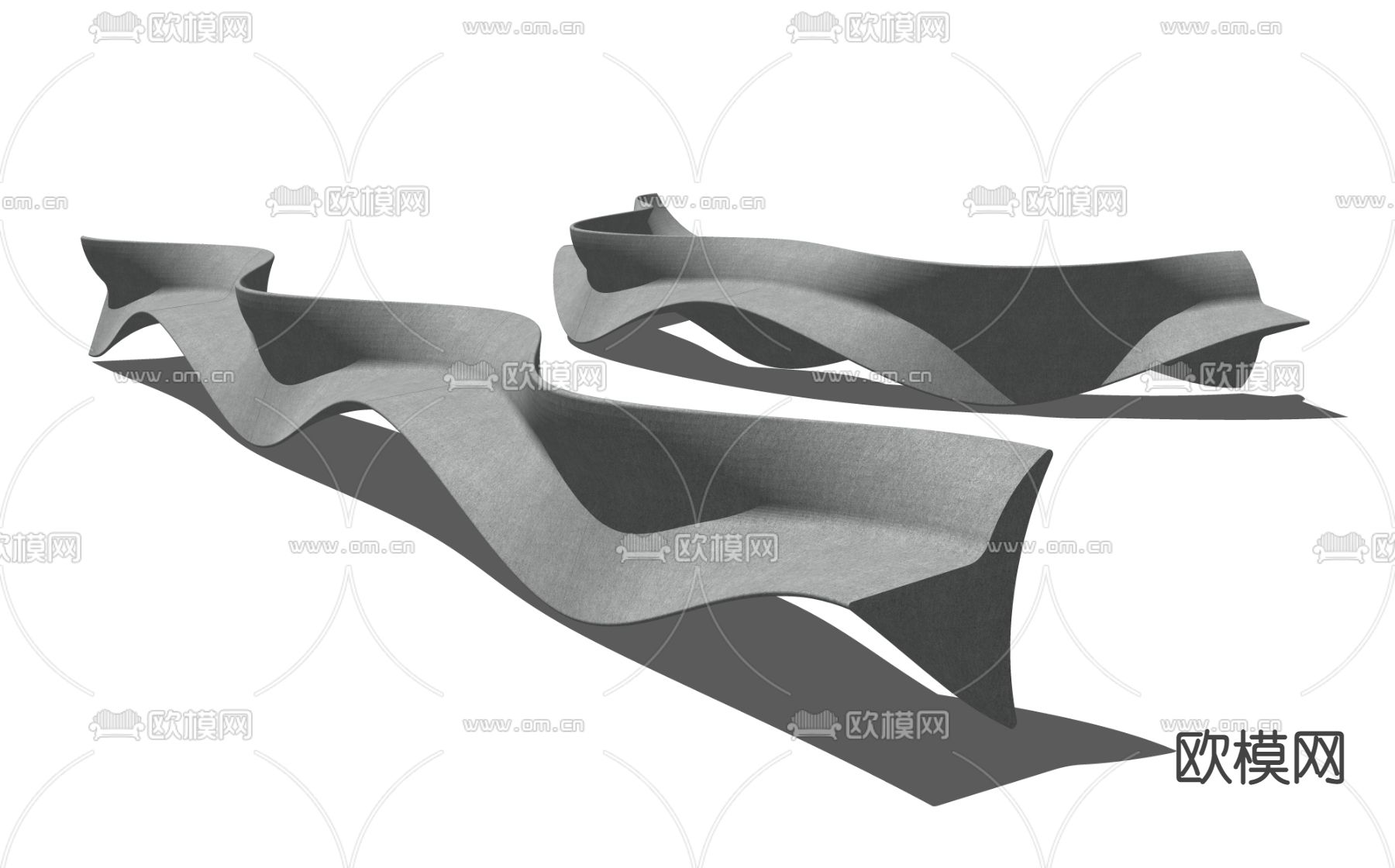 现代景观长椅su模型下载（渲染图2）