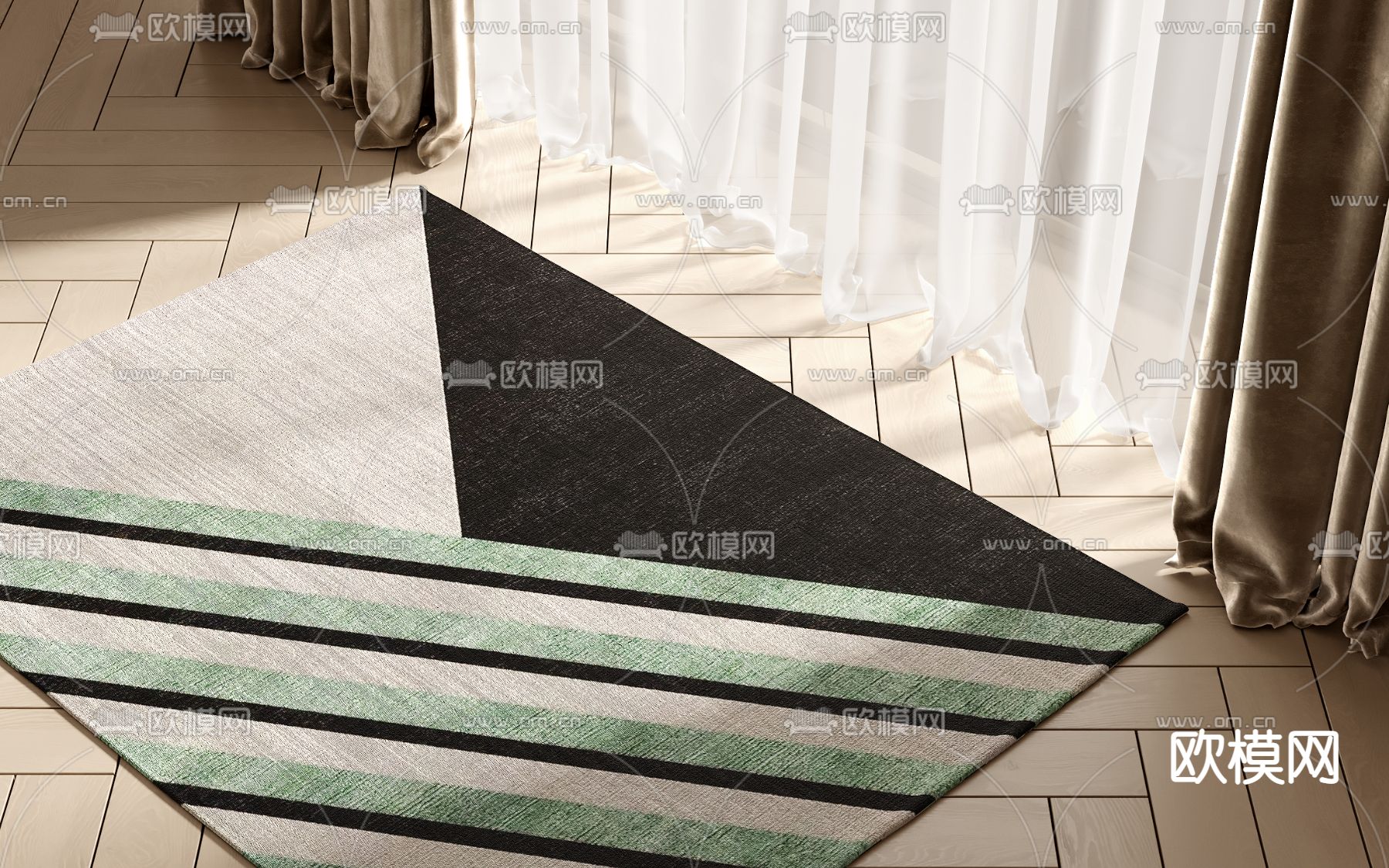 现代地毯su模型下载（渲染图1）