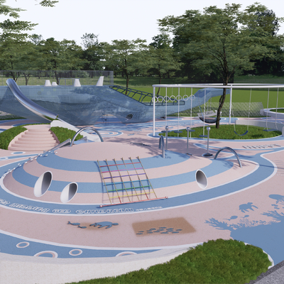  现代儿童游乐区su模型 