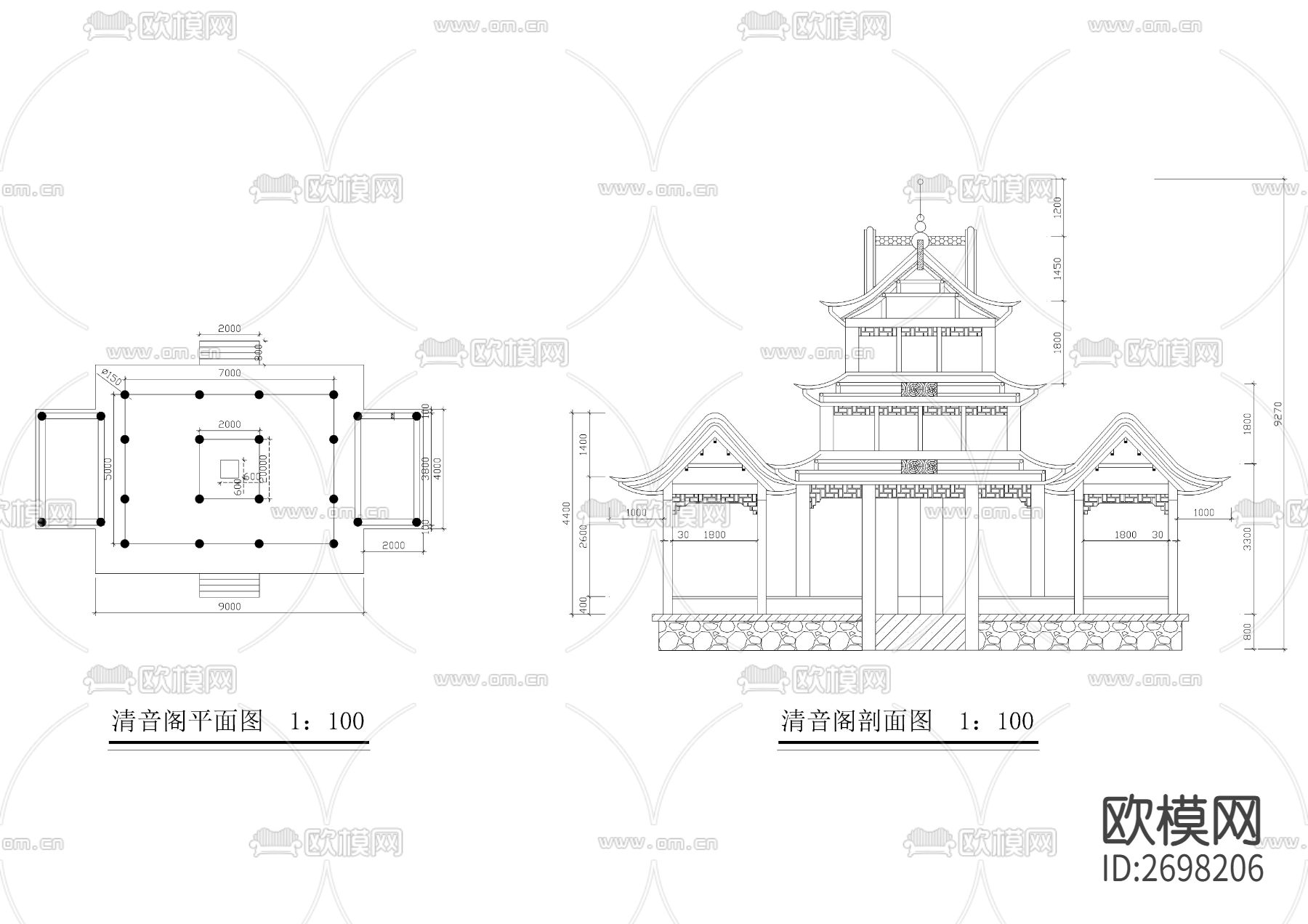 多种园林古建及小品节点大样下载（渲染图2）