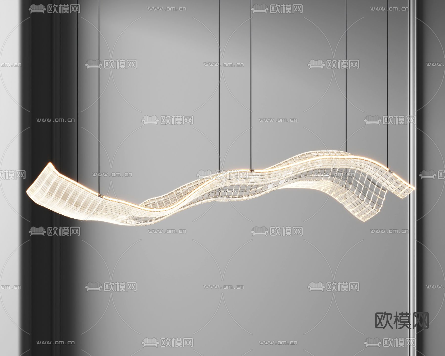 飘带吊灯 网格装饰灯 大堂灯3d模型下载_ID14139793_3dmax免费模型-欧模网