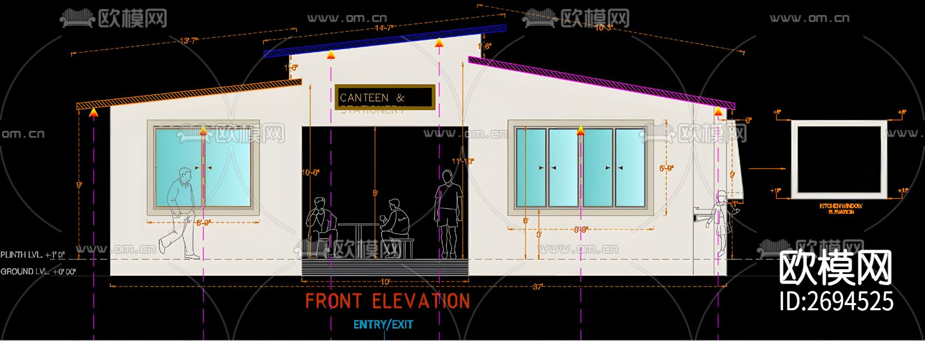 活动板房cad施工图下载（渲染图4）