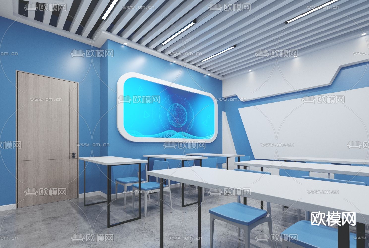现代多媒体教室免费3d模型下载（渲染图2）