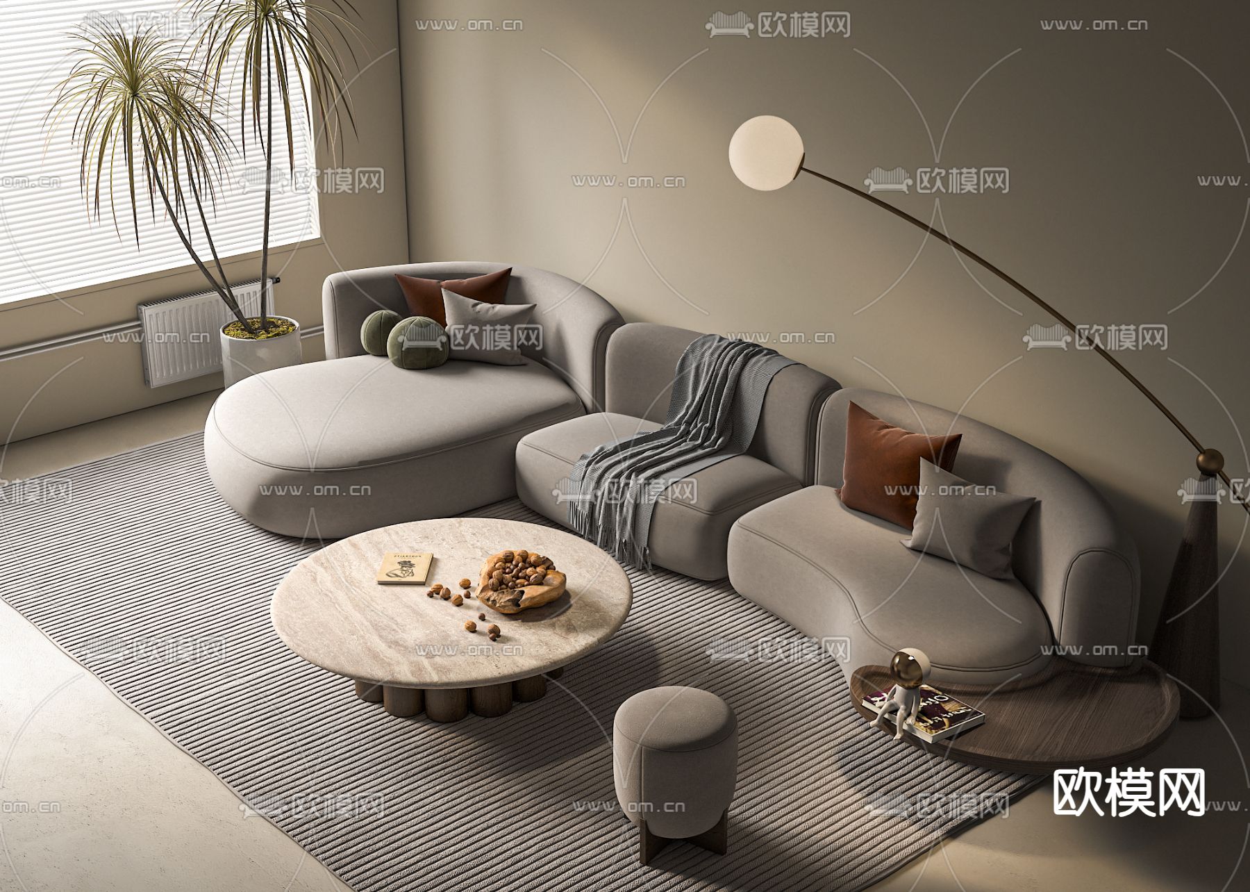 侘寂组合沙发3d模型下载