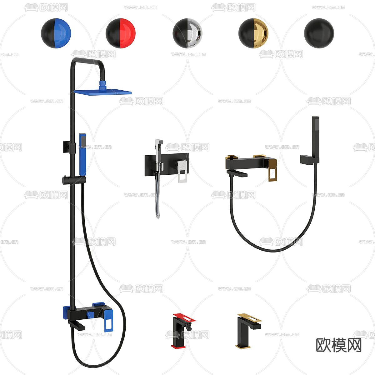 轻奢花洒 水龙头 喷头3d模型下载